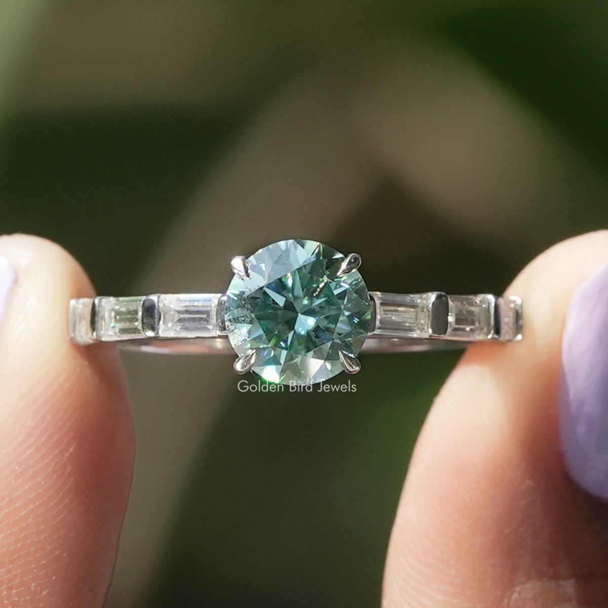 Round Shaped Moissanite Accent Ring