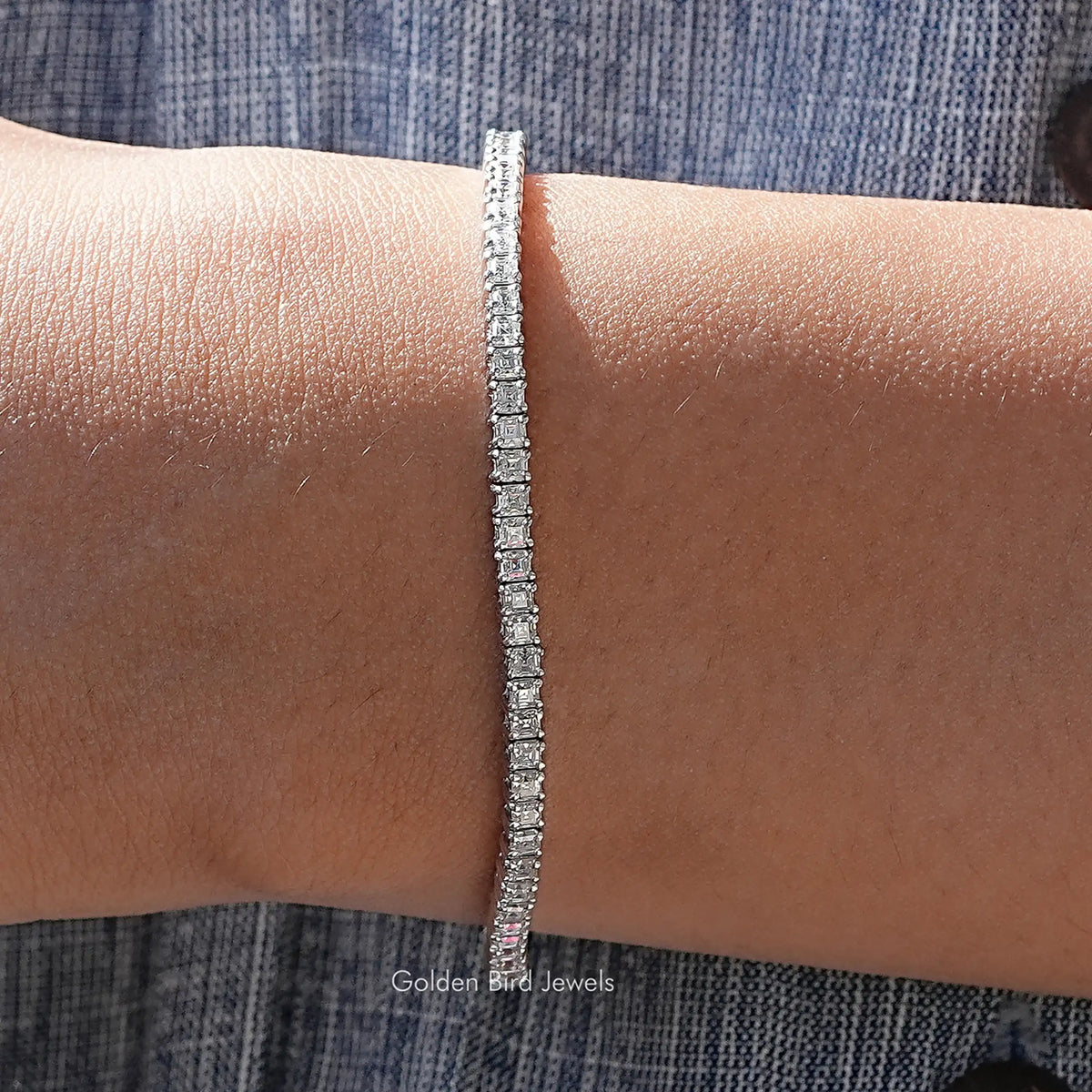 Asscher Cut Moissanite Tennis Bracelet