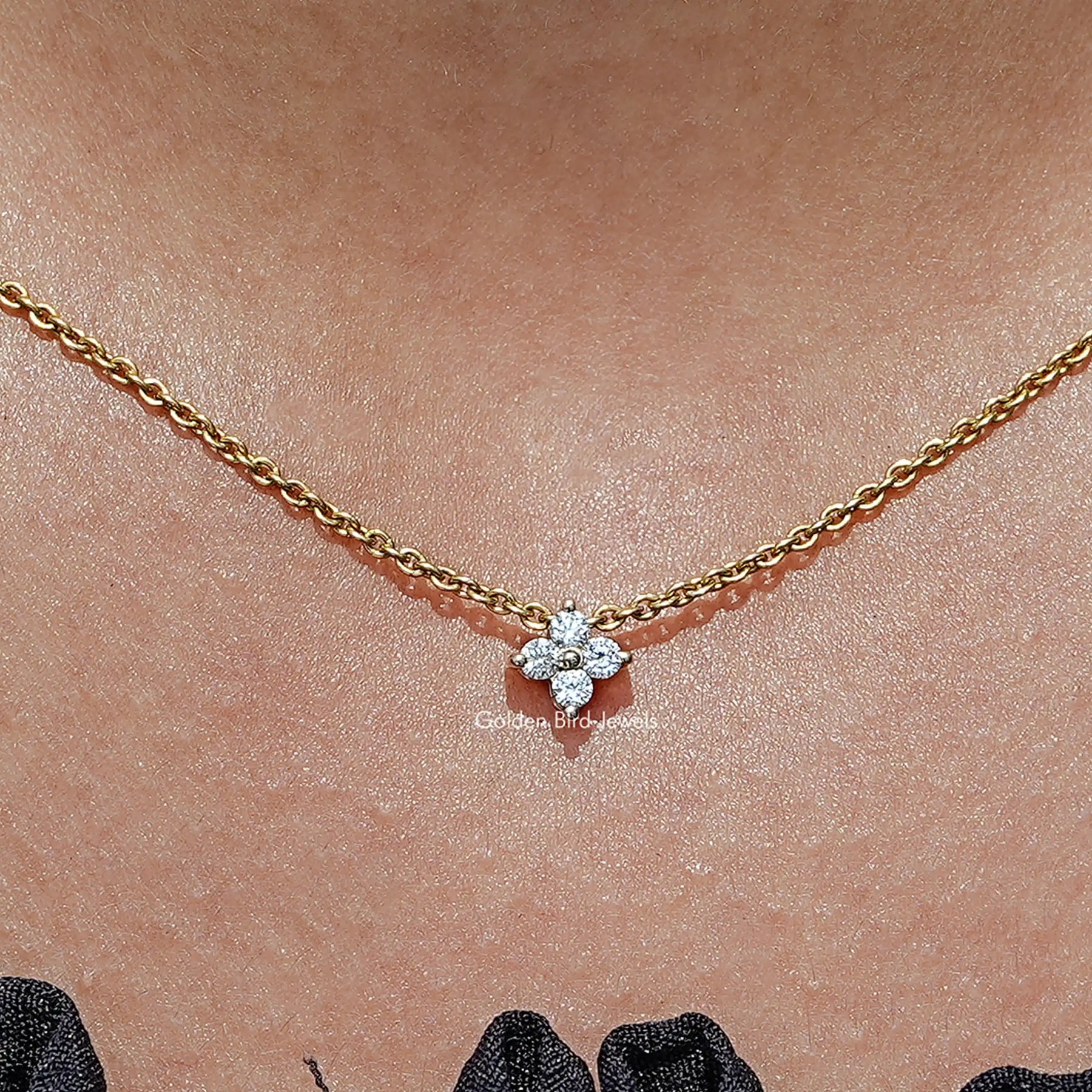 Flower Shaped Round Cut Lab Diamond Necklace