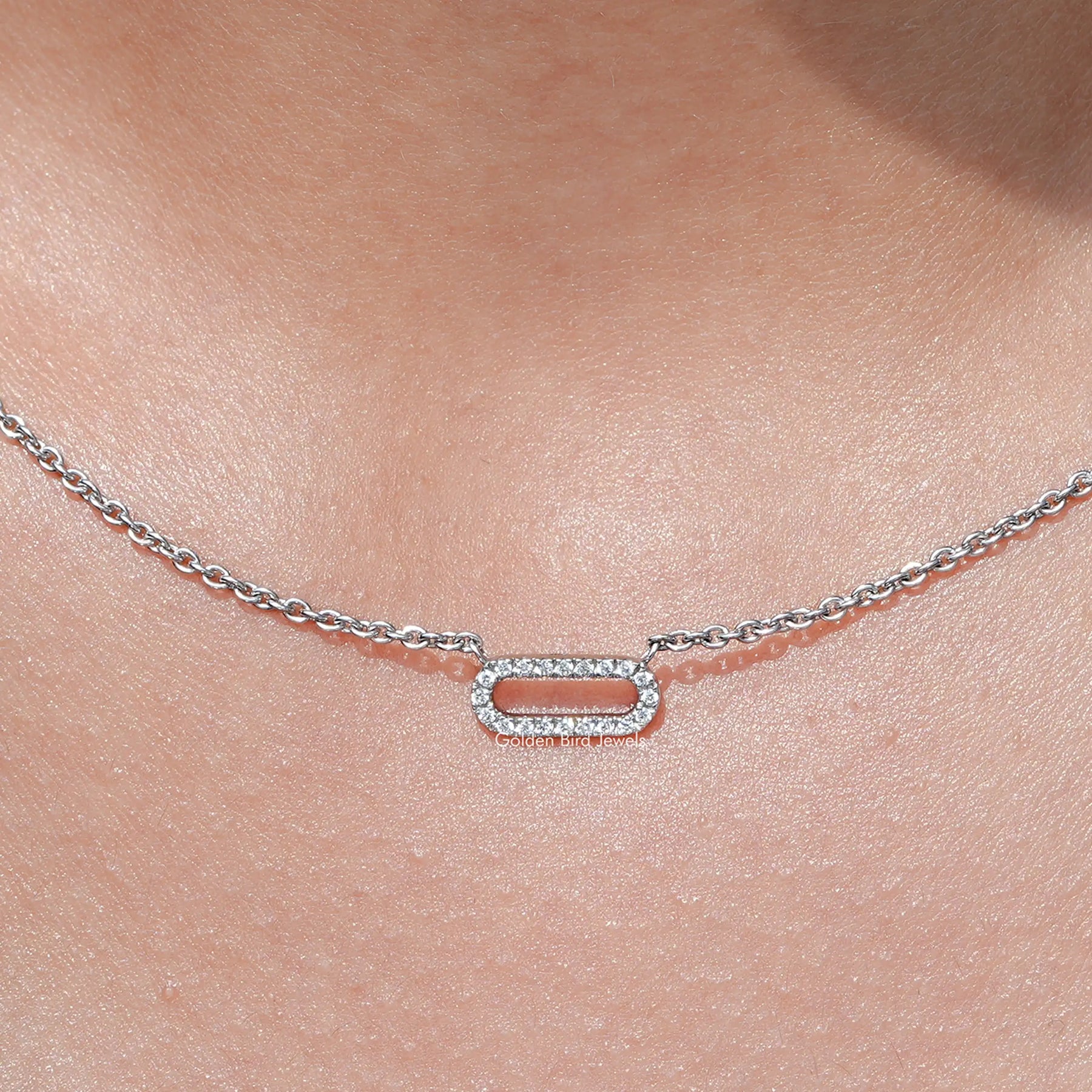 Round Lab Grown Paperclip Diamond Pendant