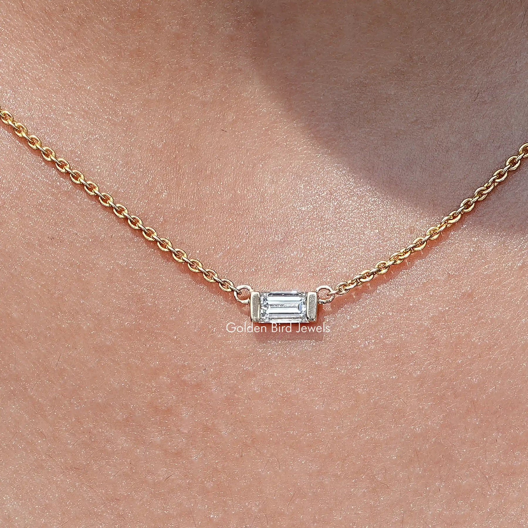 East West Baguette Cut Lab Diamond Pendant