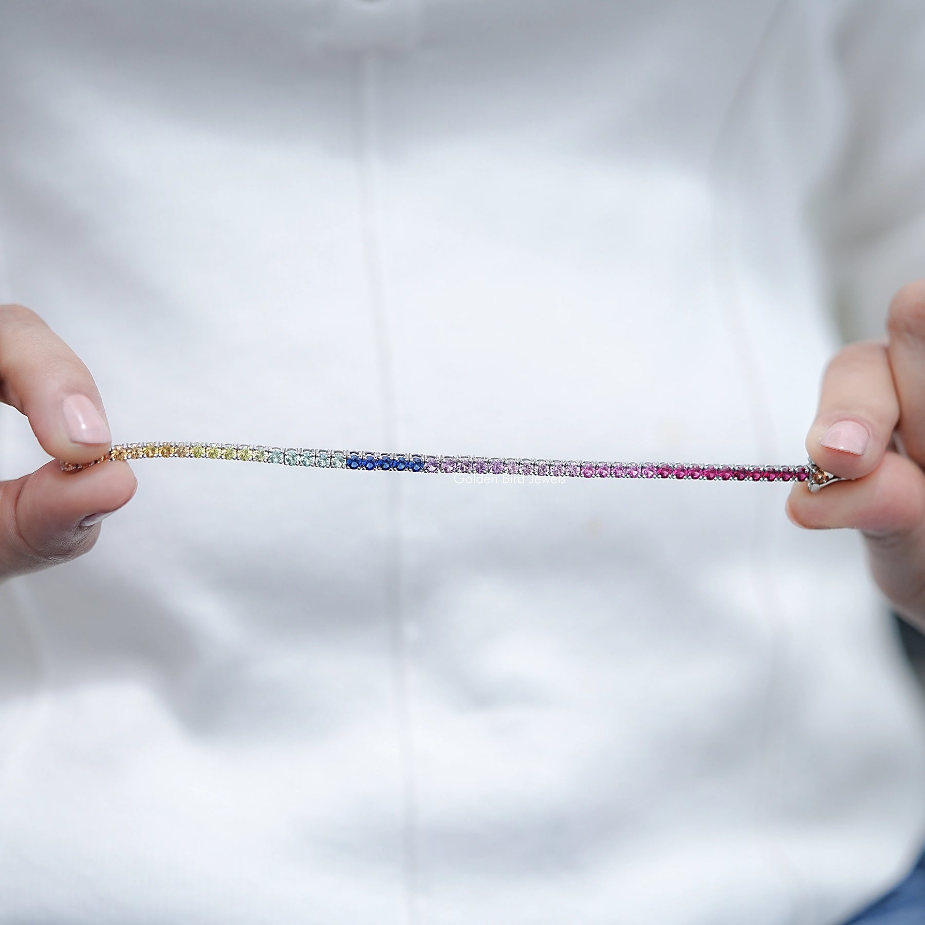 Multi Color Round Gemstone Tennis Bracelet