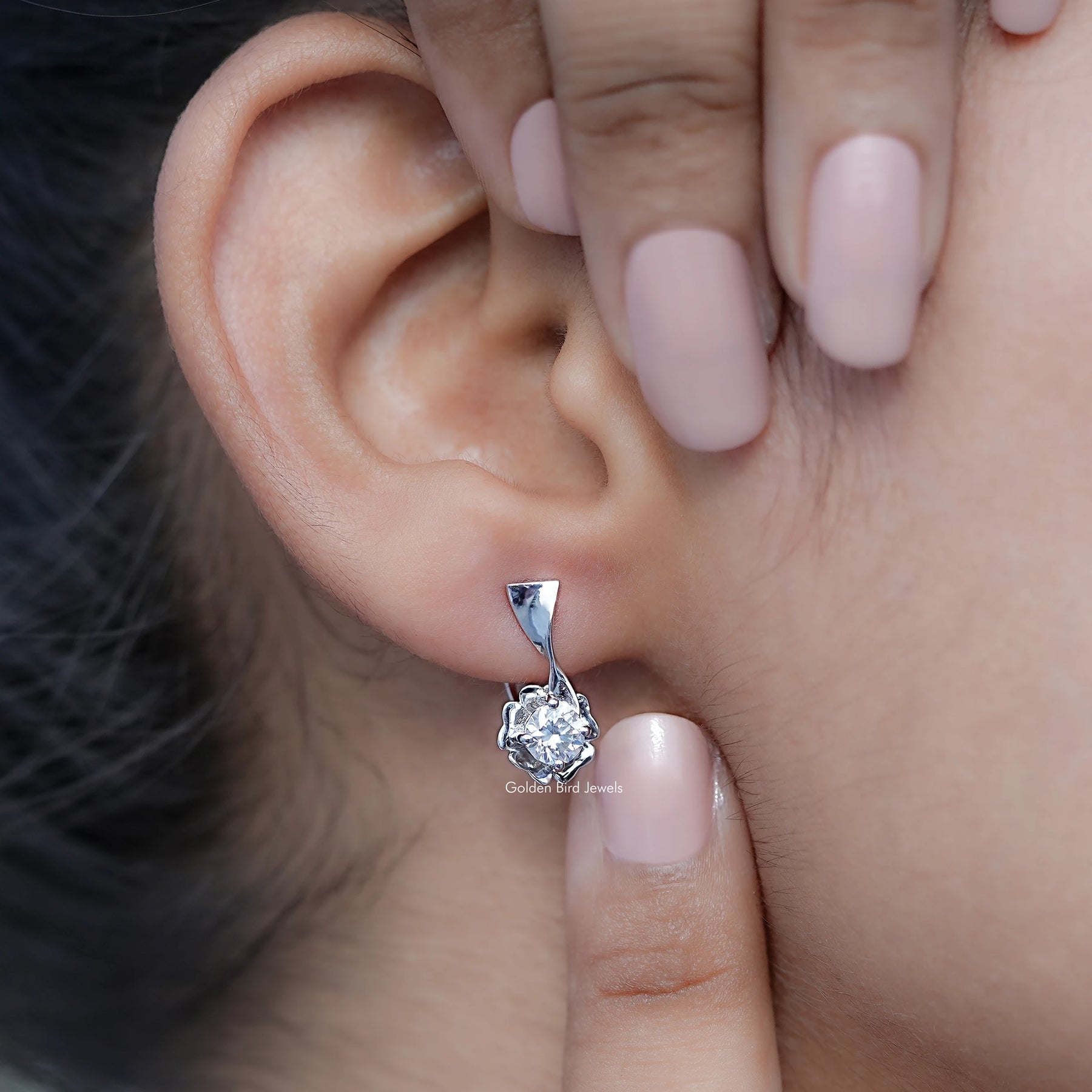 Colorless Round Moissanite Cluster Earrings