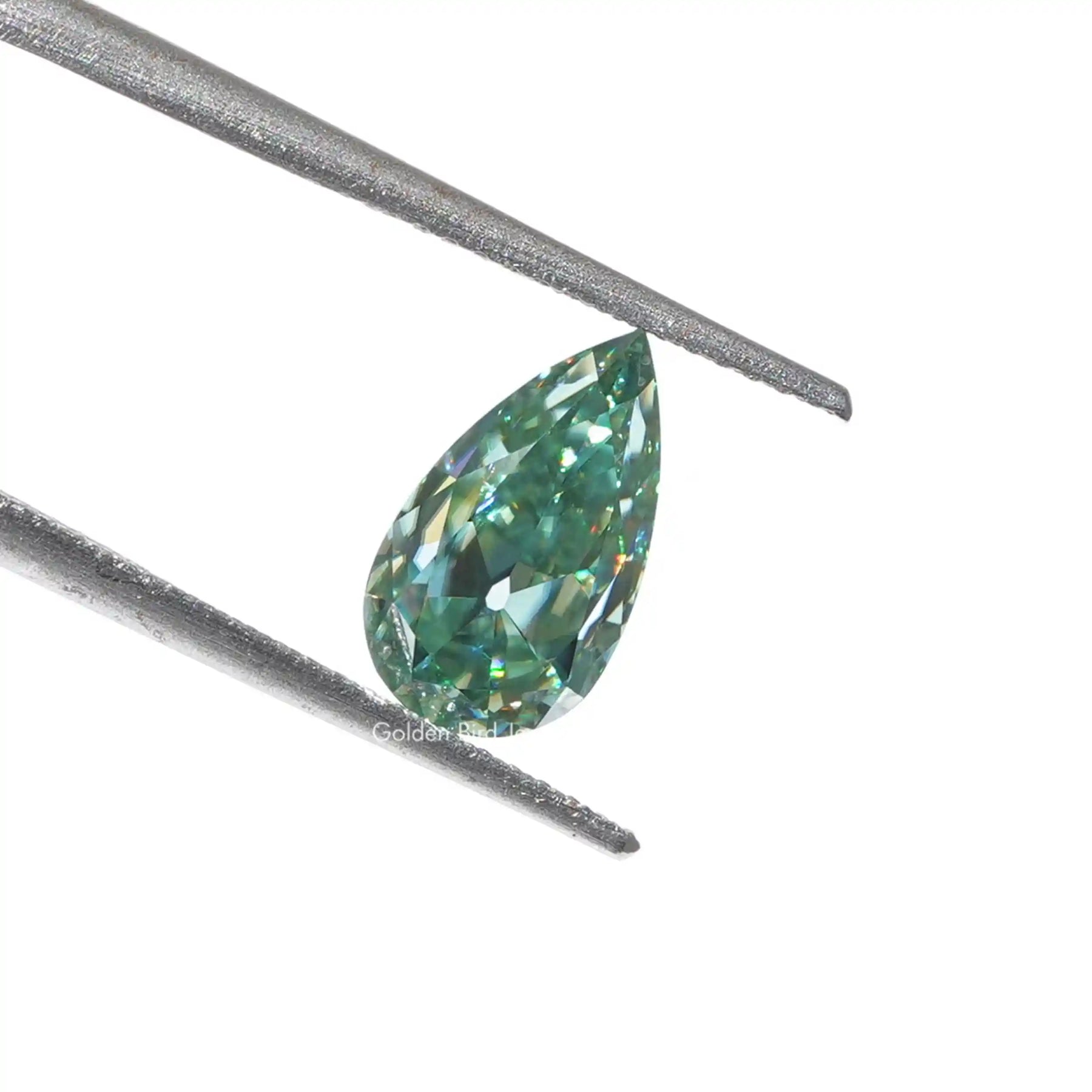 Old Mine Pear Loose Moissanite Stone in blue  green color