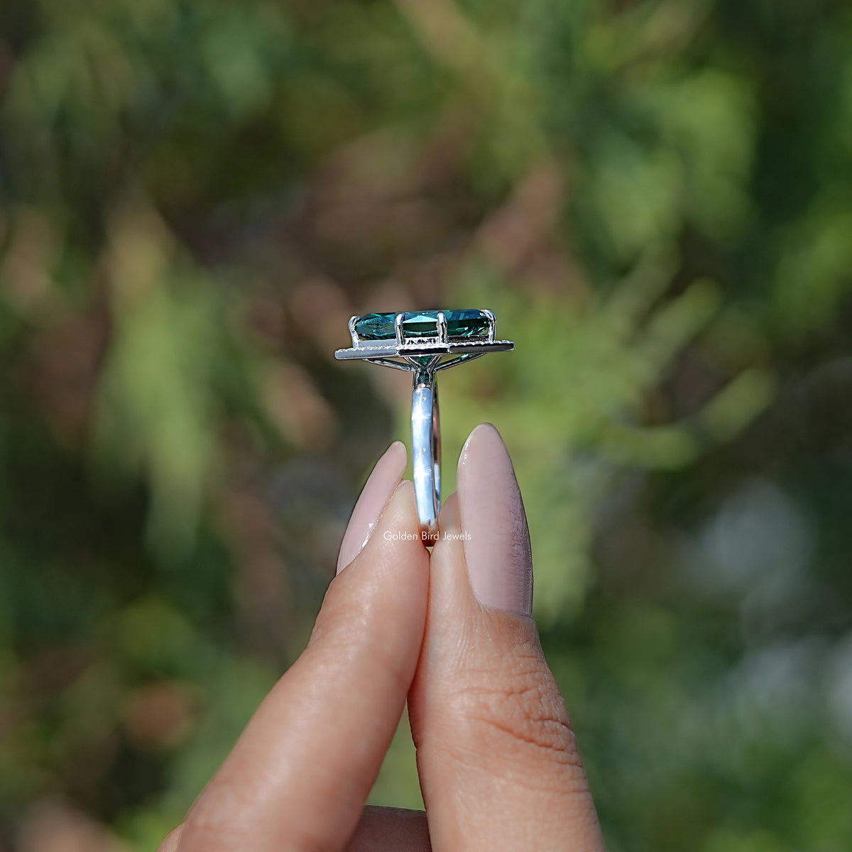 Dutch Marquise Moissanite Halo Engagement Ring