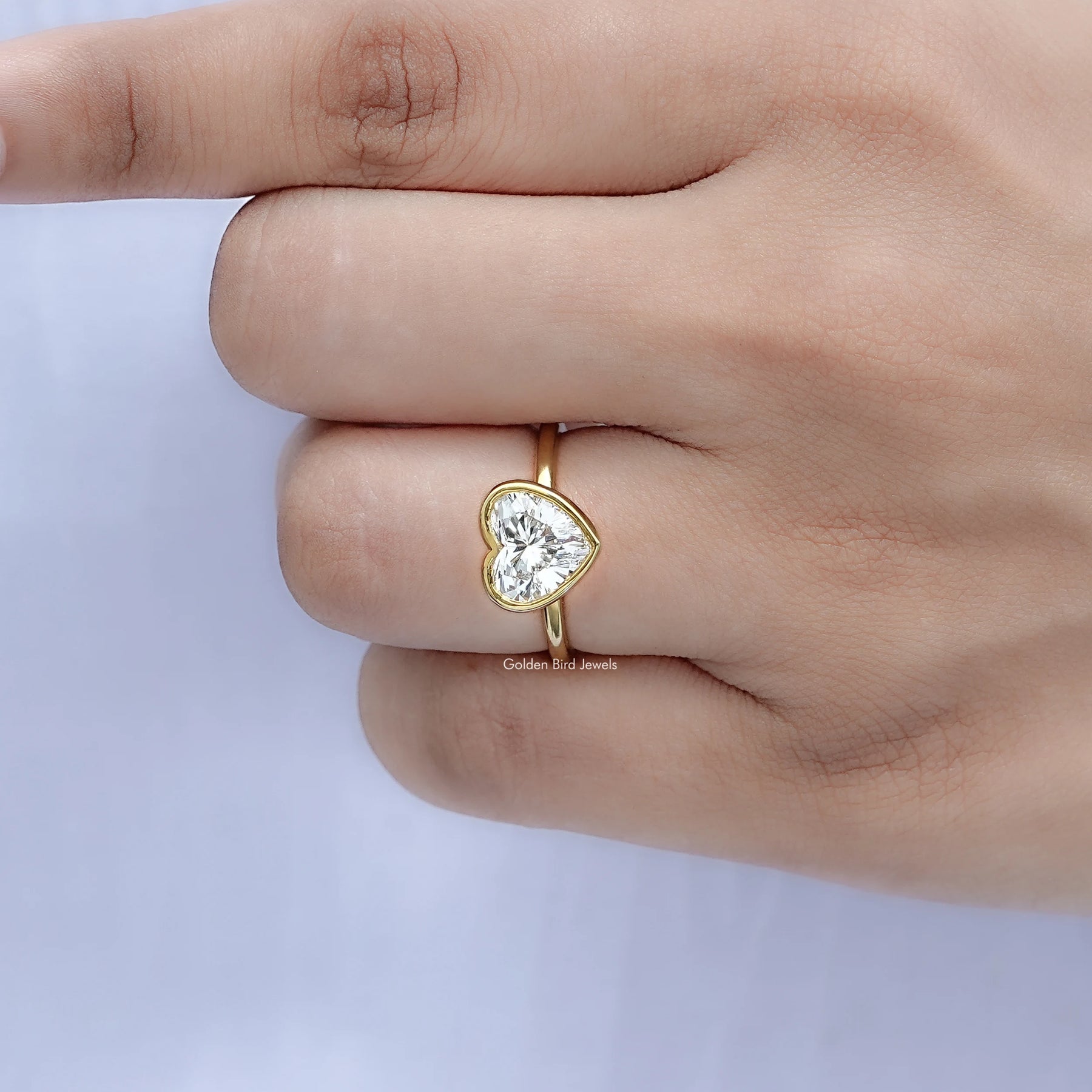 Detailed view of Heart Shaped Diamond Bezel Set Ring