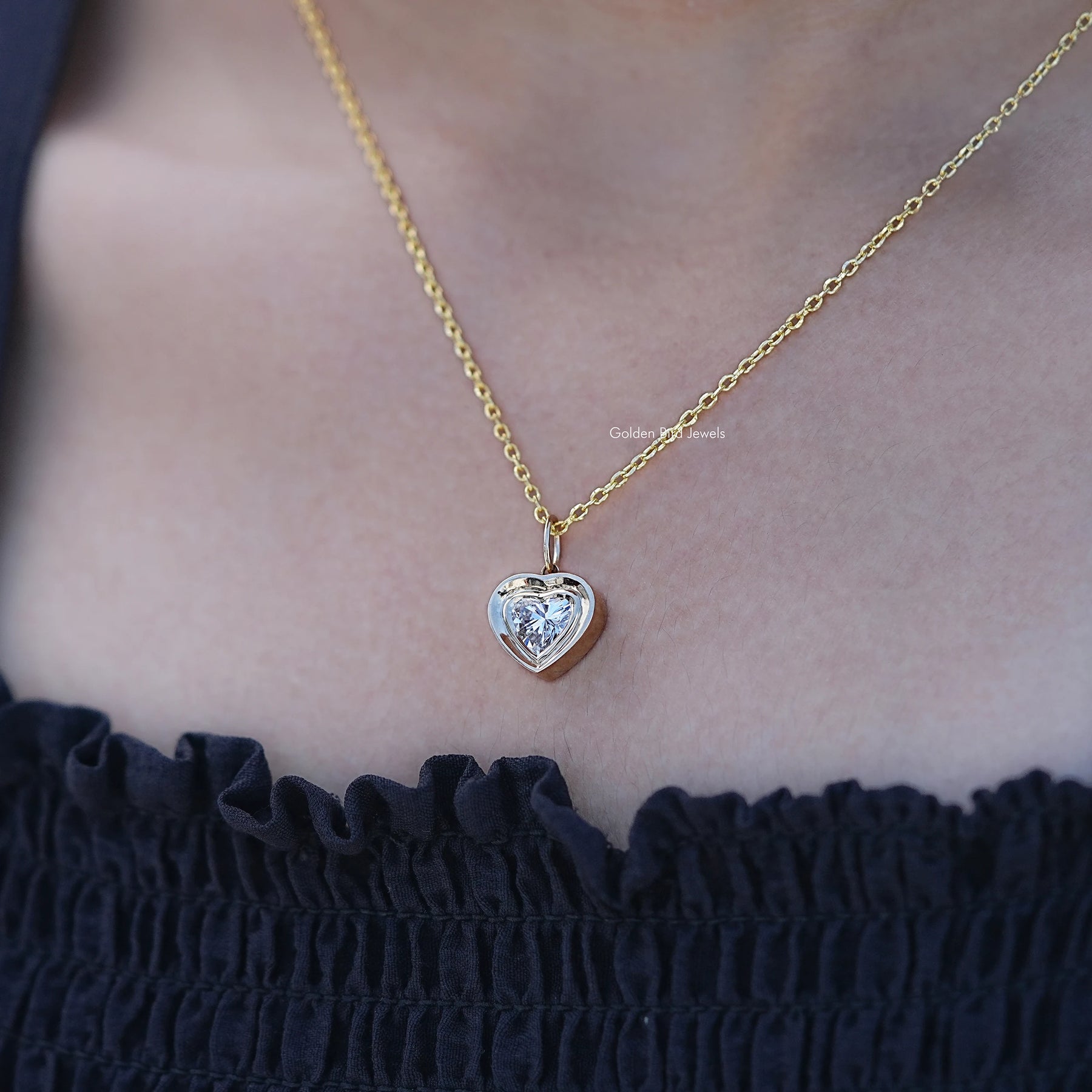 Bezel Set Heart Shaped Lab Diamond Solitaire Pendant