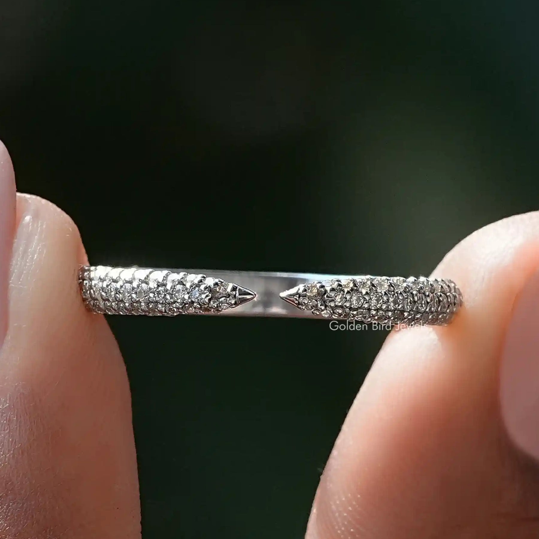 Round Moissanite Open Cuff Eternity Pave Band