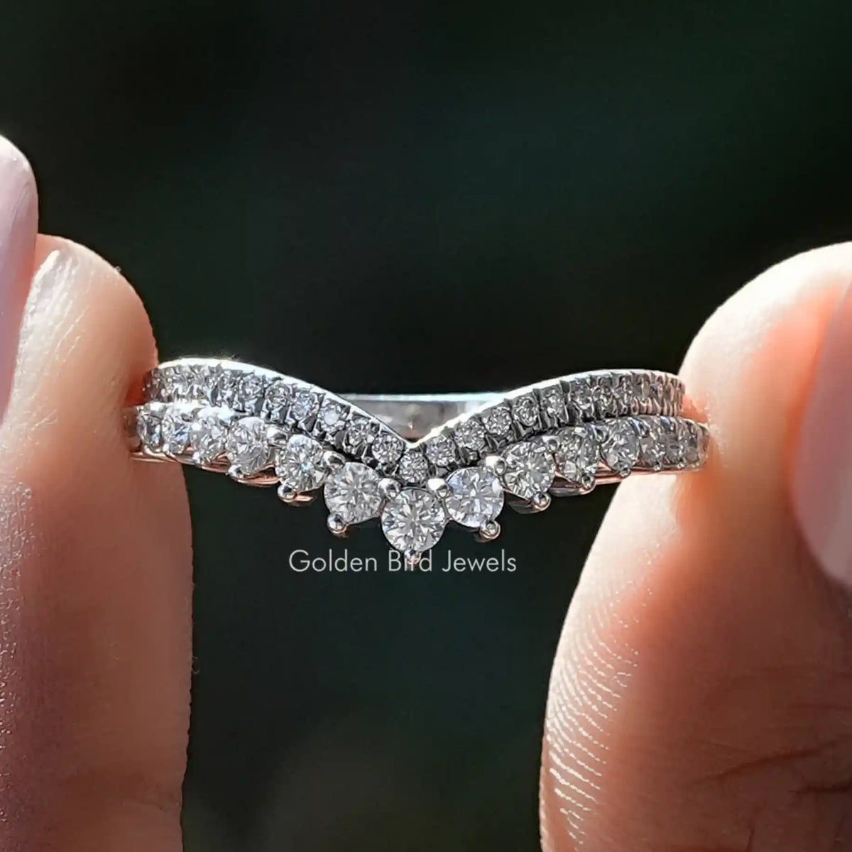 Round Moissanite Curved Eternity Band