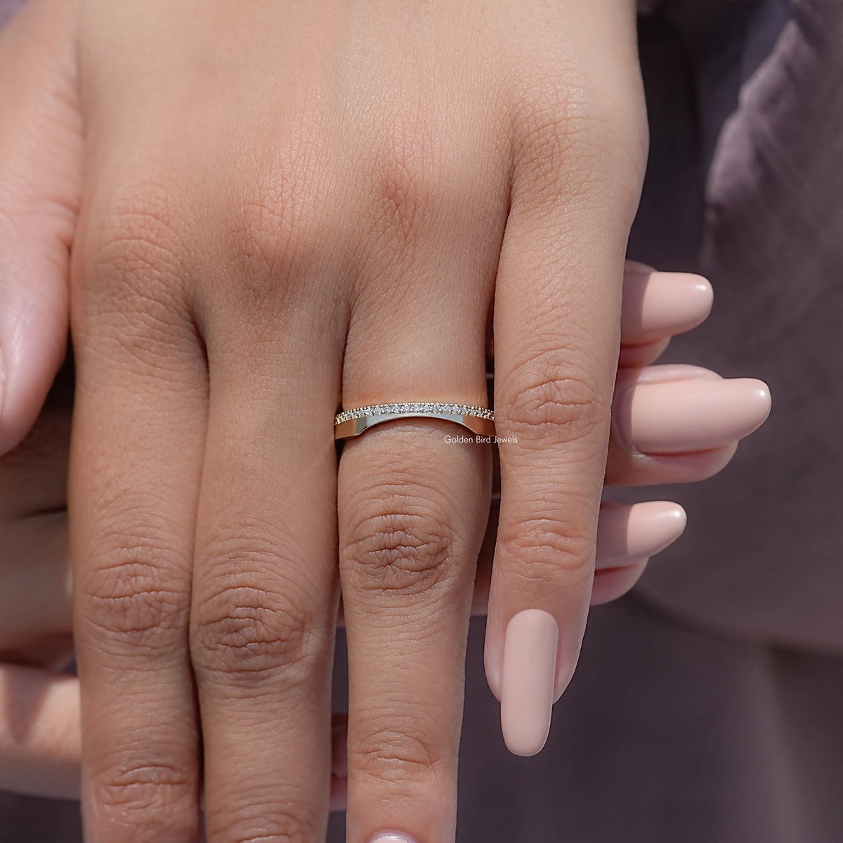 Round Cut Tinny Lab Grown Diamond Wedding Band