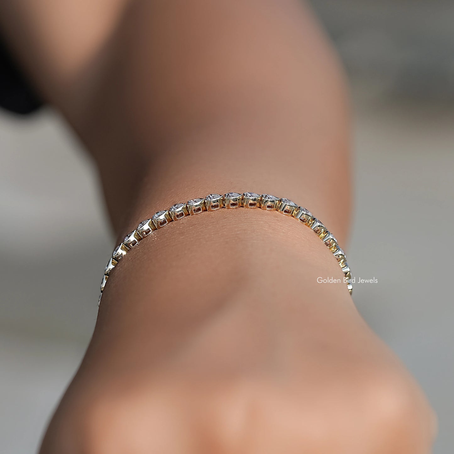 Side View Of Lab Diamond Tennis Bracelet