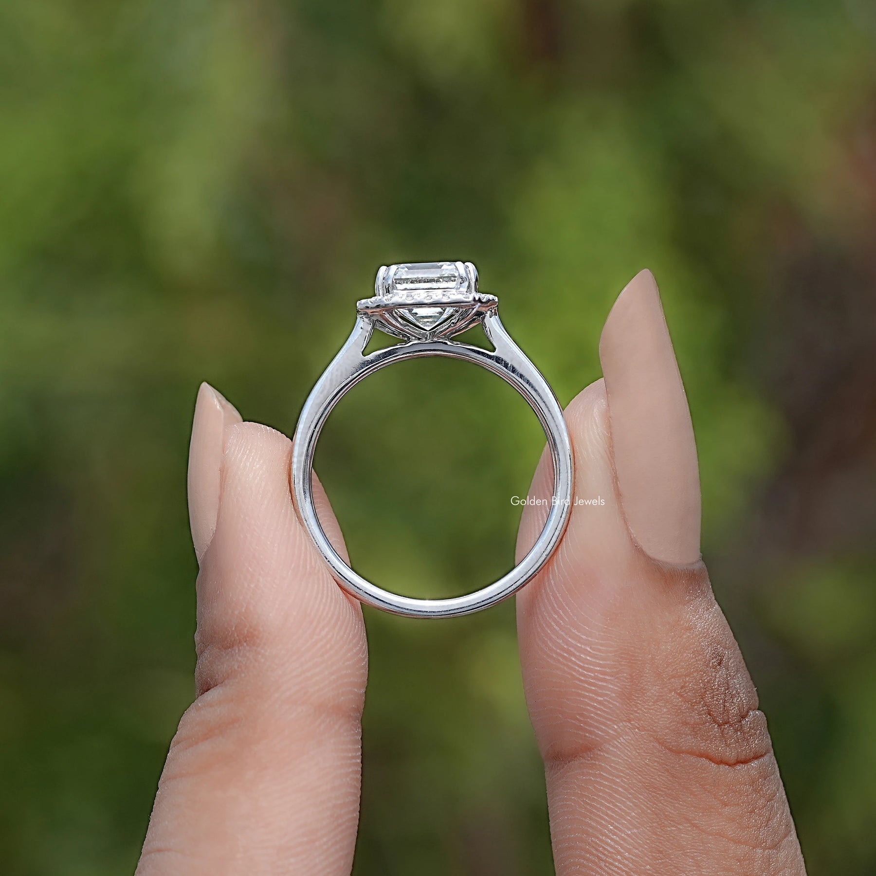 Asscher Cut Lab Diamond Halo Engagement Ring