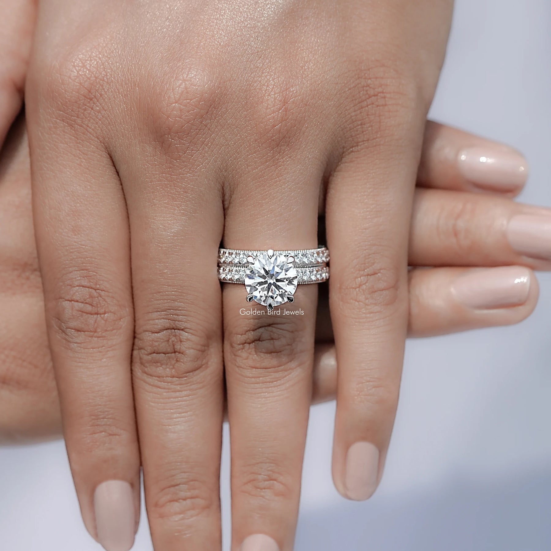 Round Cut Lab Grown Diamond Bridal Ring Set