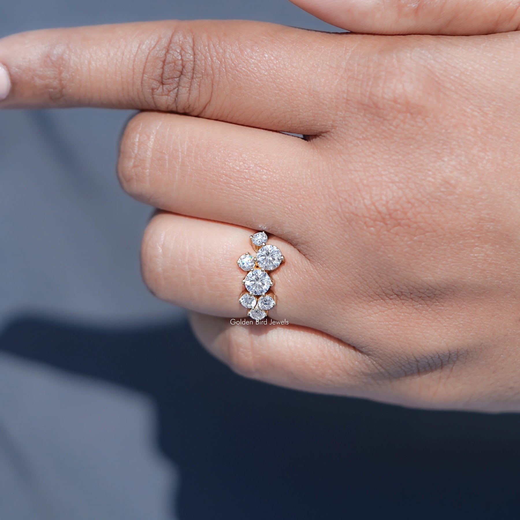 Close view of Round Shaped Solitaire Moissanite Ring