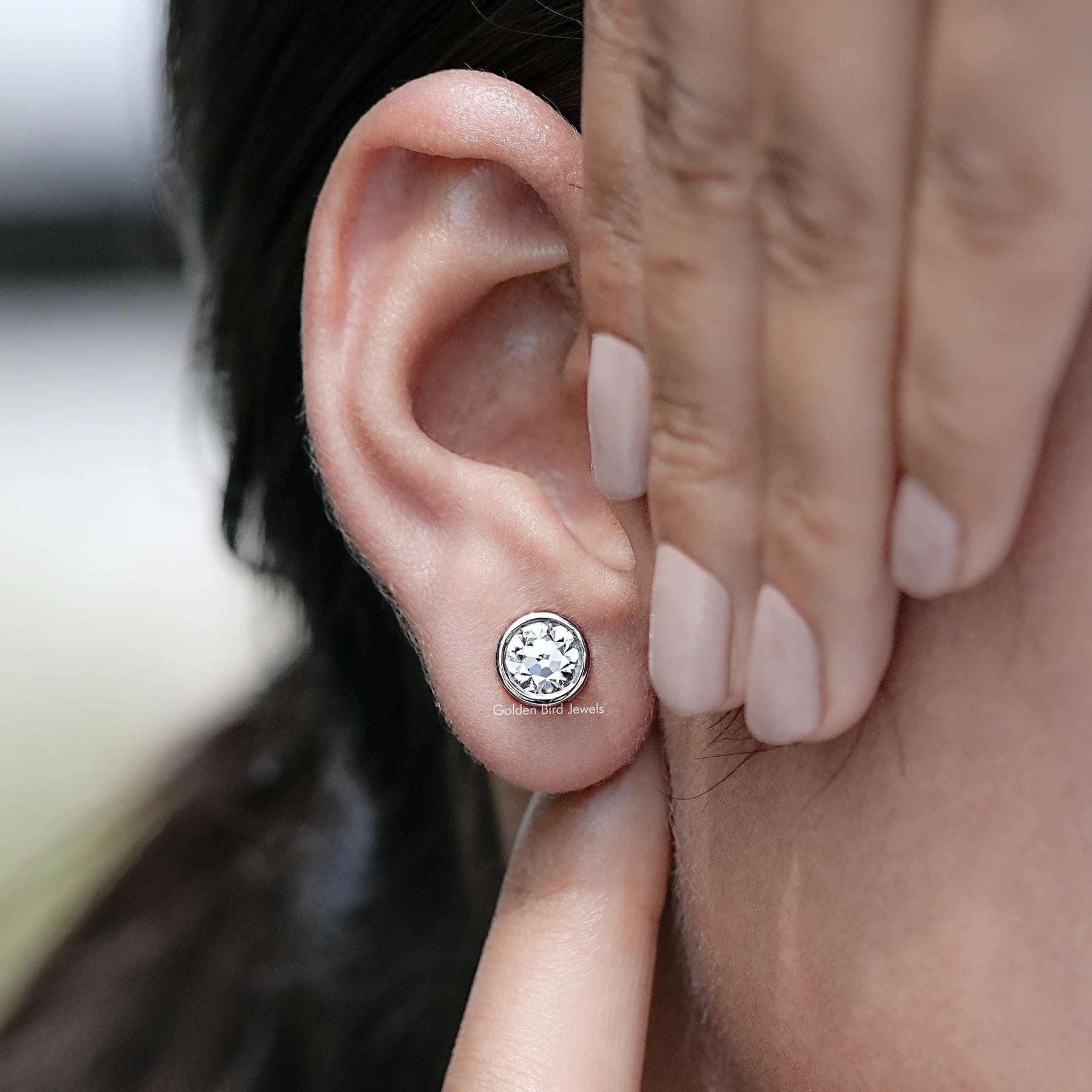 Display view of Old European Cut Round Diamond Bridal Earrings
