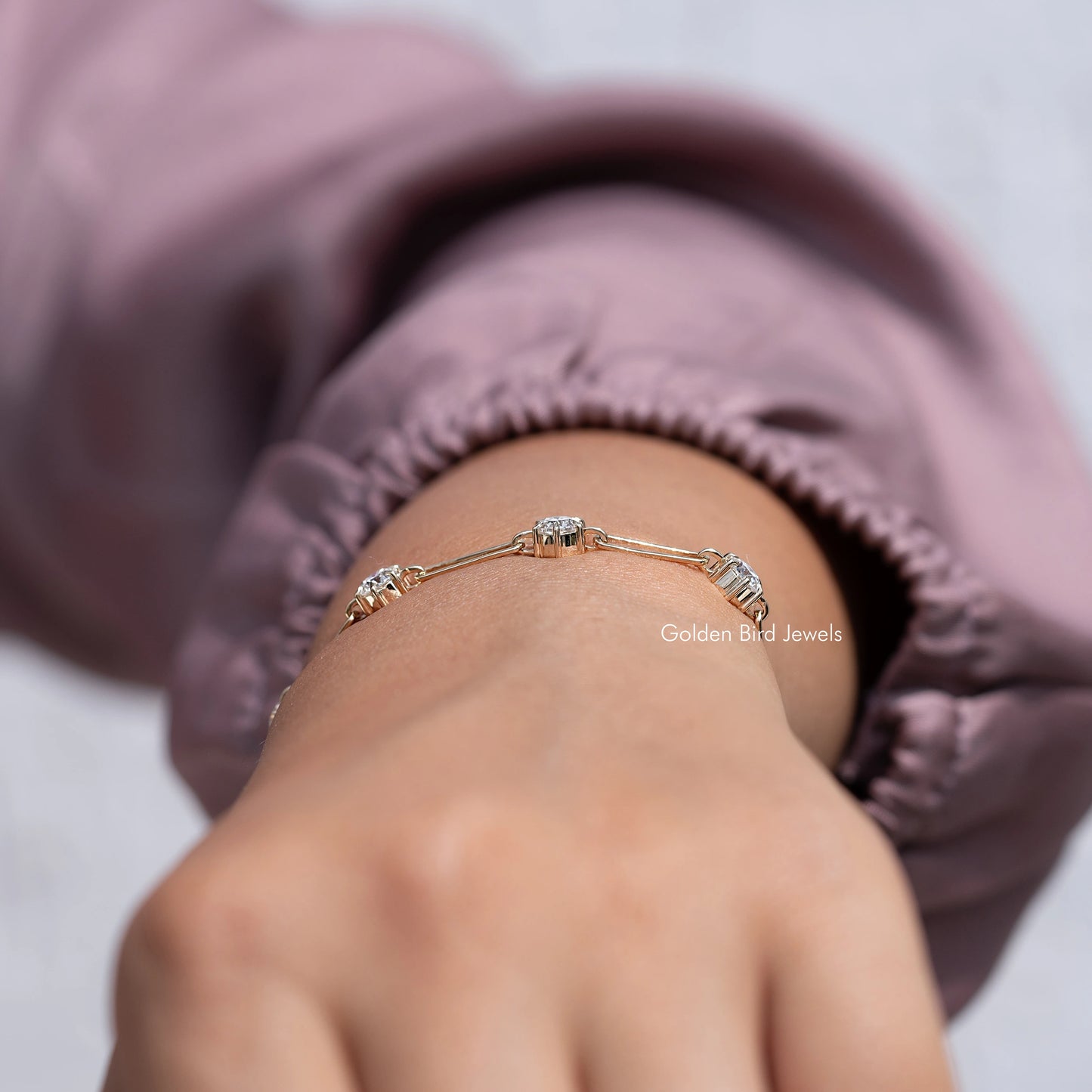 Round Cut Moissanite Link Bracelet