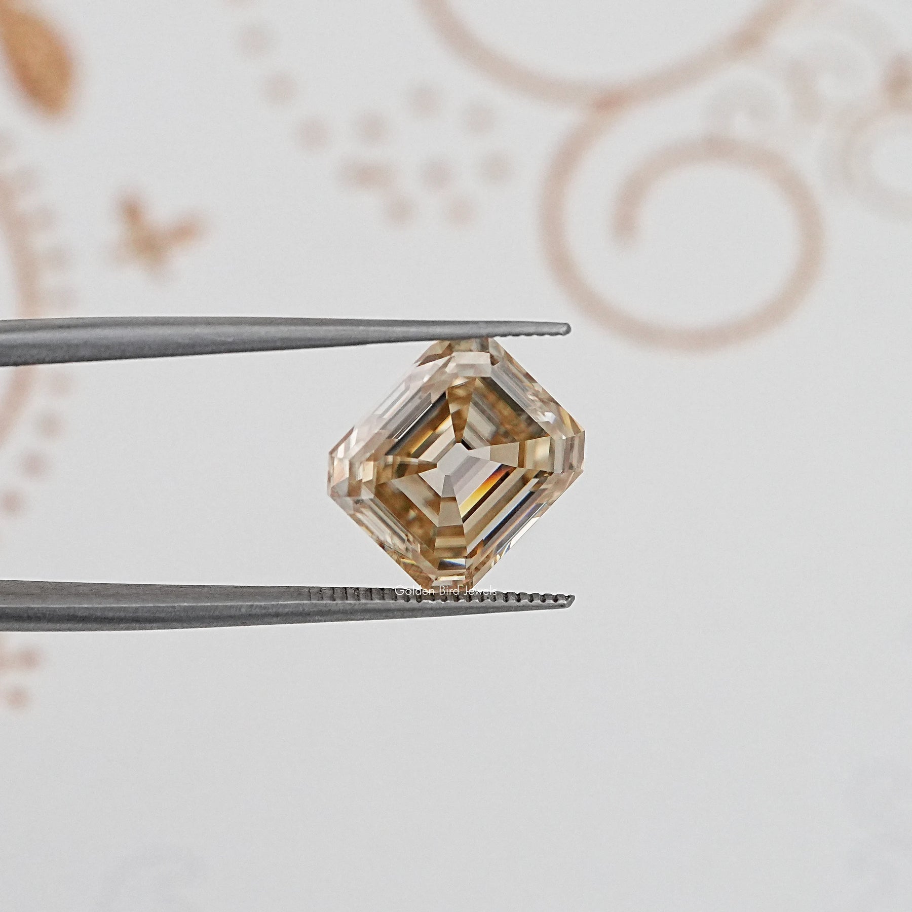 In Tweezer View Of Old Mine Asscher Cut Loose Moissanite Stone