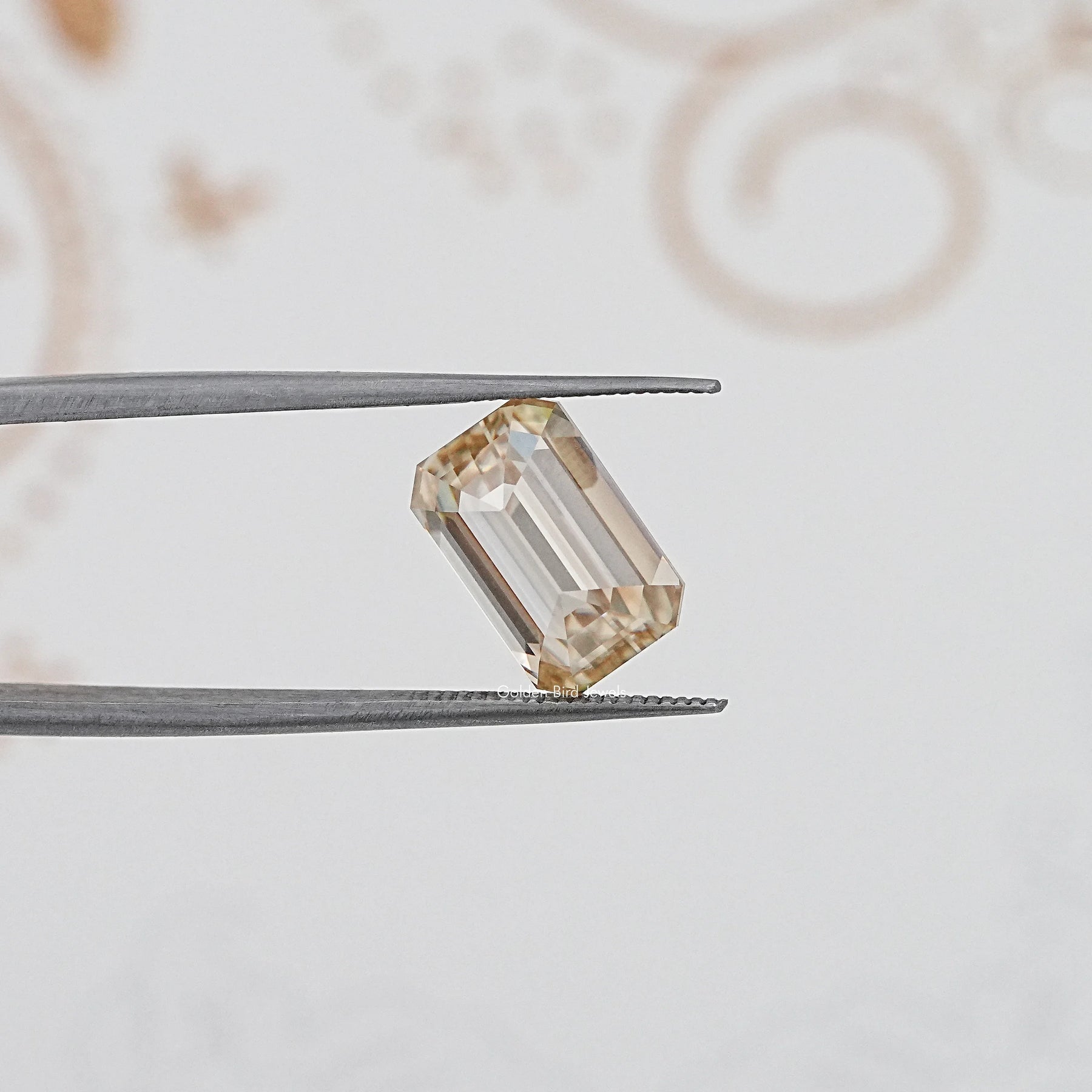 Front View Of Old Mine Emerald Cut Loose Moissanite Stone