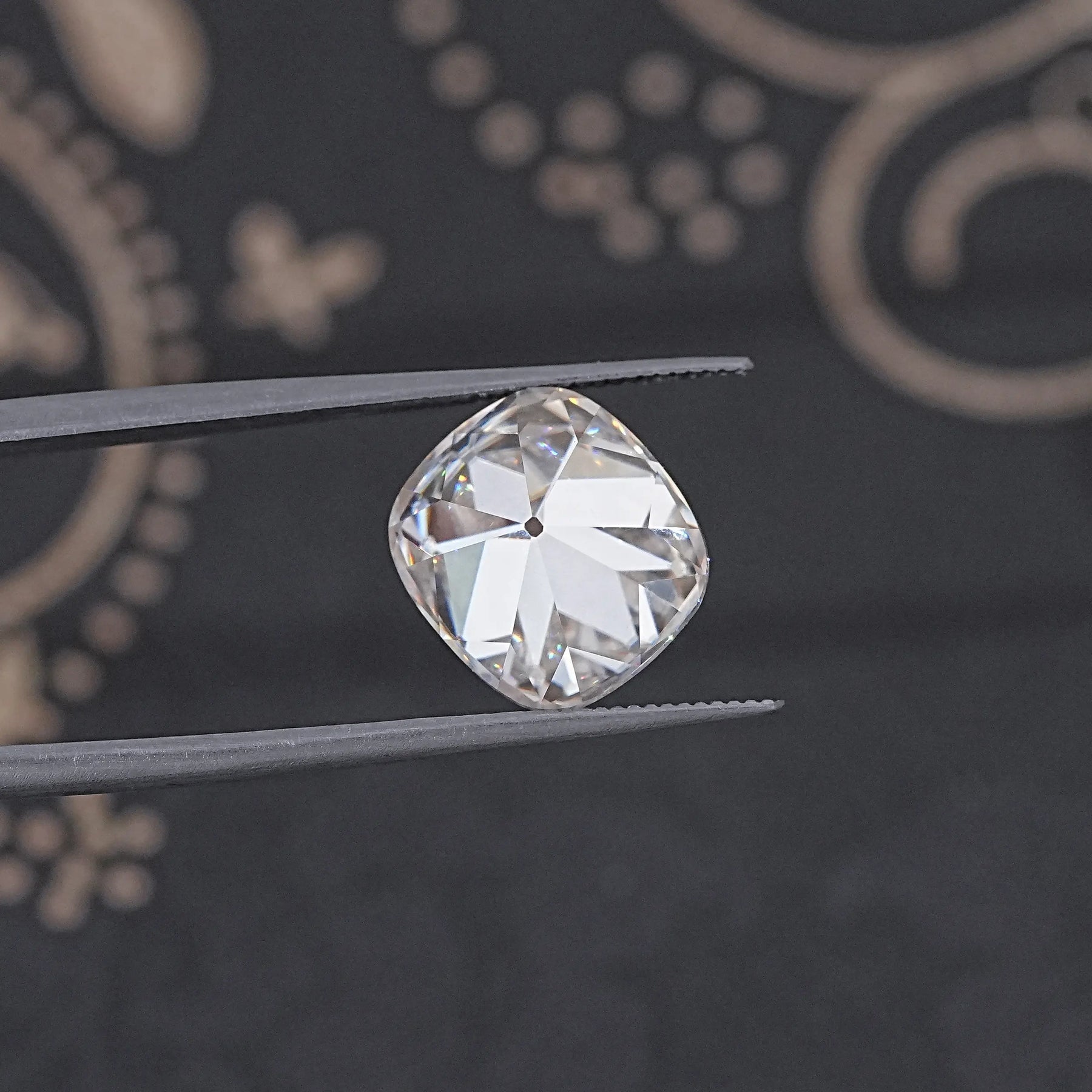 Near Colorless Old Mine Cut Cushion Loose Moissanite