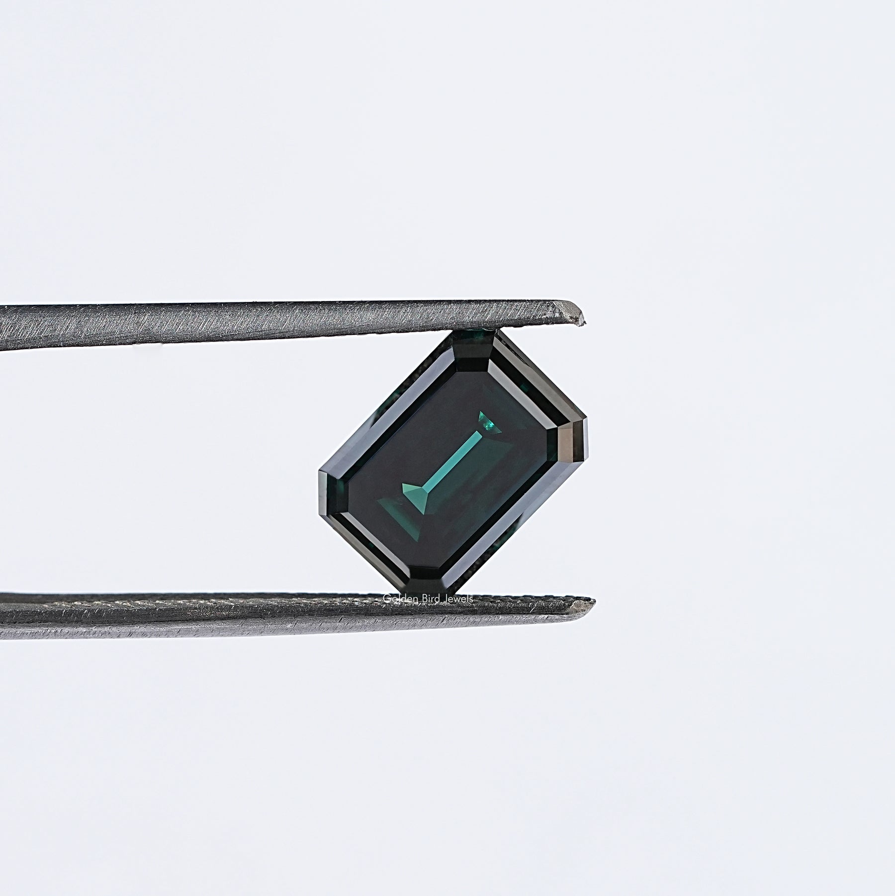 Dark Green Old Mine Emerald Cut Loose Moissanite