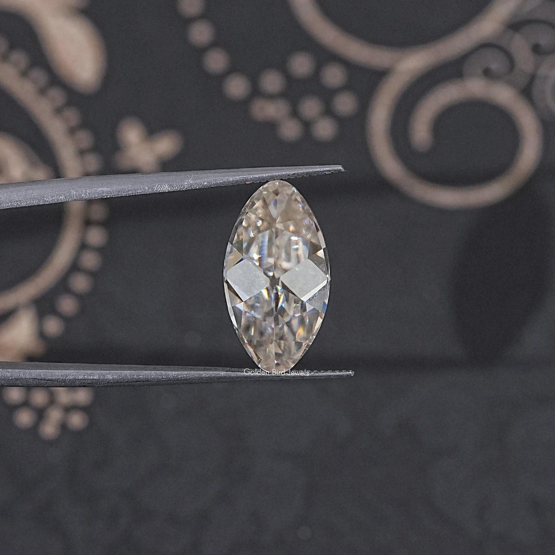 In Tweezer View Of Old Mine Moval Cut Loose Moissanite Stone