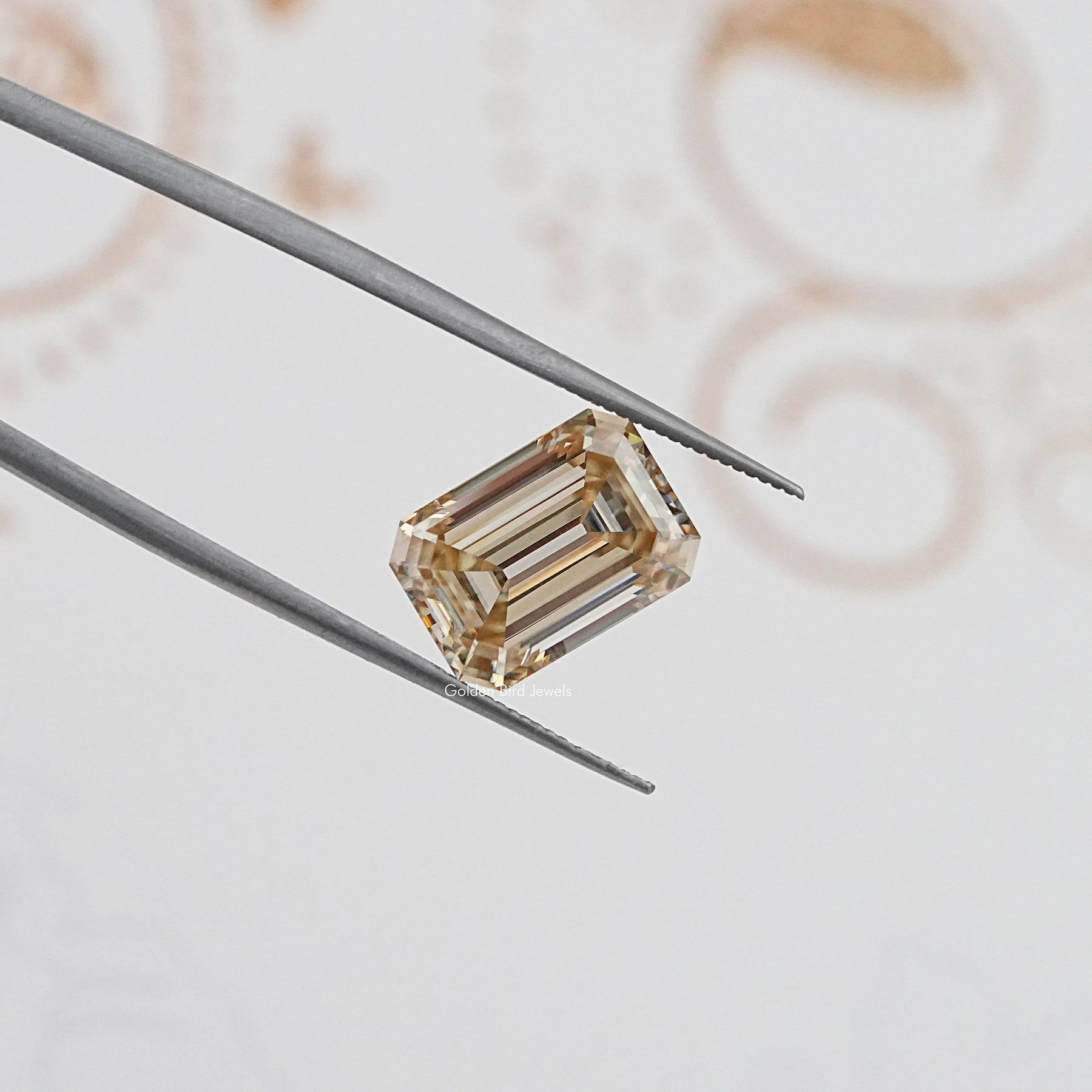 Back View Of Old Mine Emerald Cut Loose Moissanite Stone