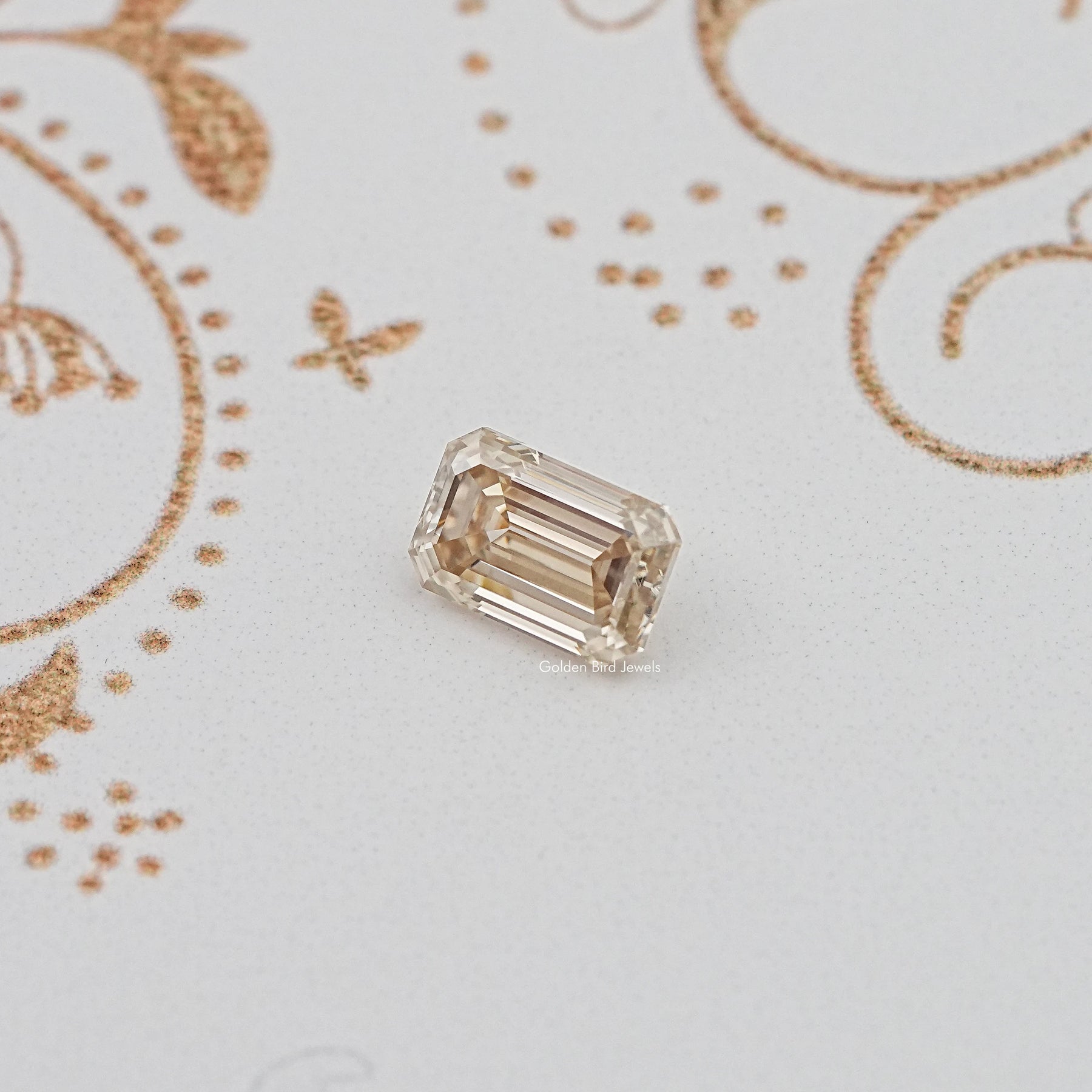 Back View Of Old Mine Emerald Cut Loose Moissanite Stone