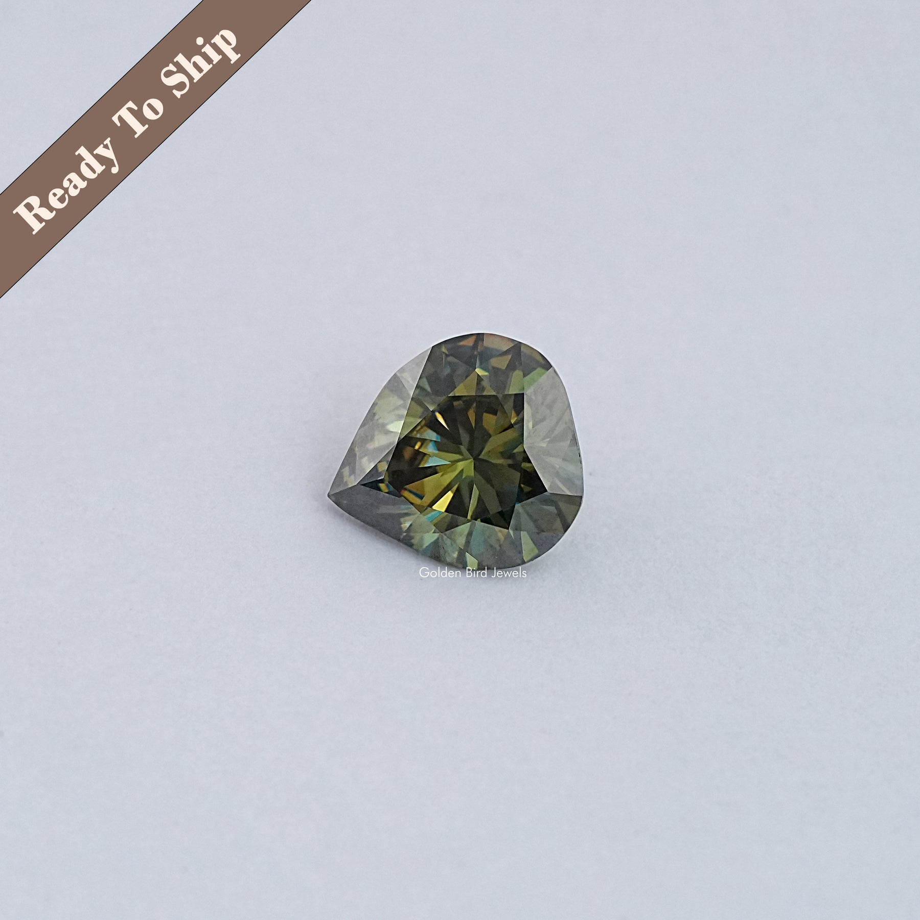 Dark Green Pear Cut Moissanite Loose Stone