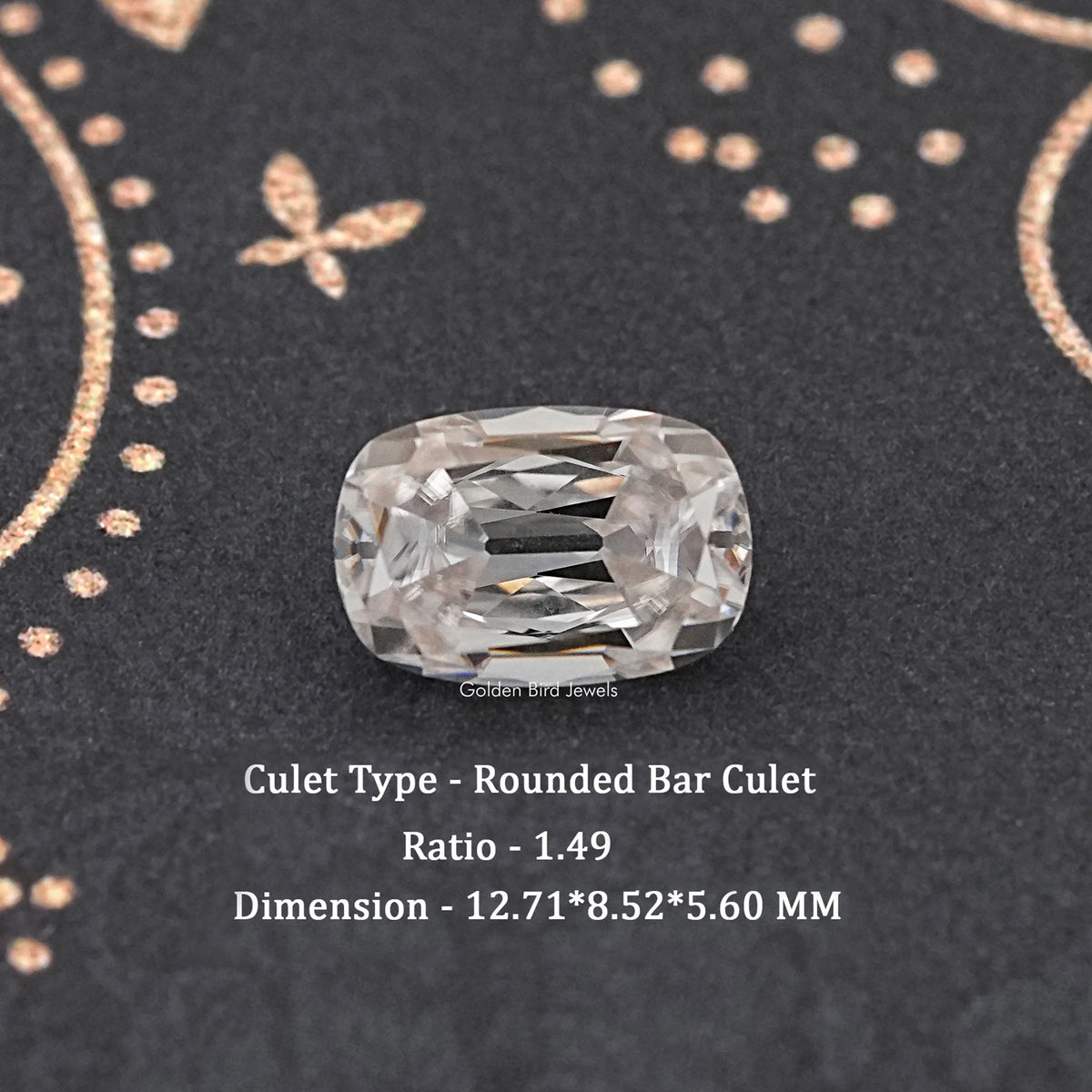 Front View Of Colorless Old Cut Cushion Loose Moissanite Stone
