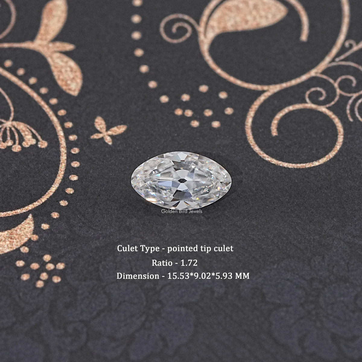 Alter Minen-Moval-Schliff, farbloser Moissanit, loser Stein