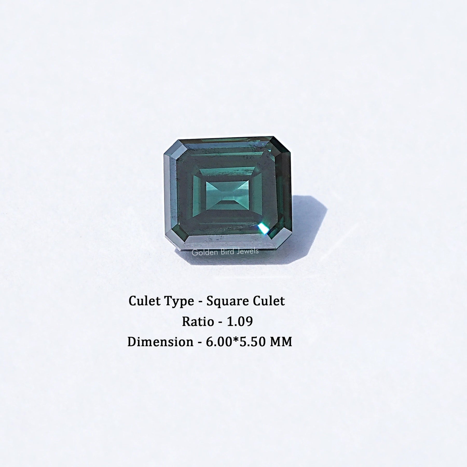 1 Karat Dunkelgrüner Old Mine Asscher Moissanit Loser Stein