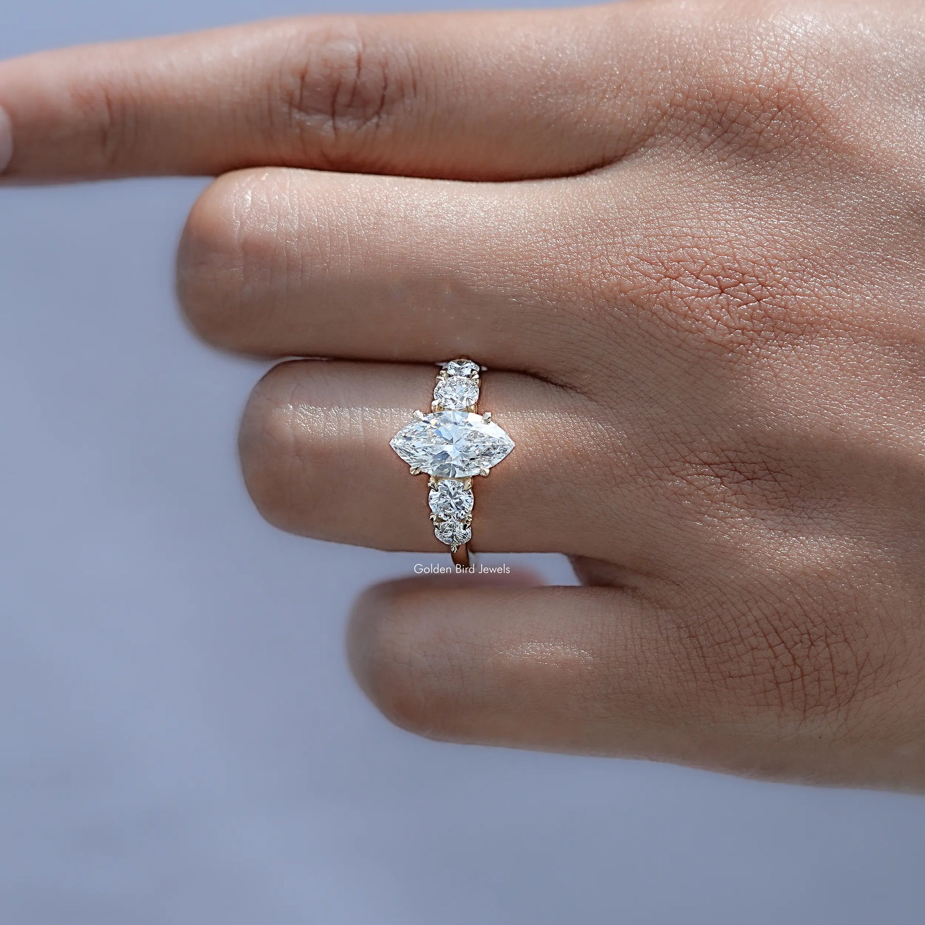 Marquise Lab Diamond Five Stone Engagement Ring