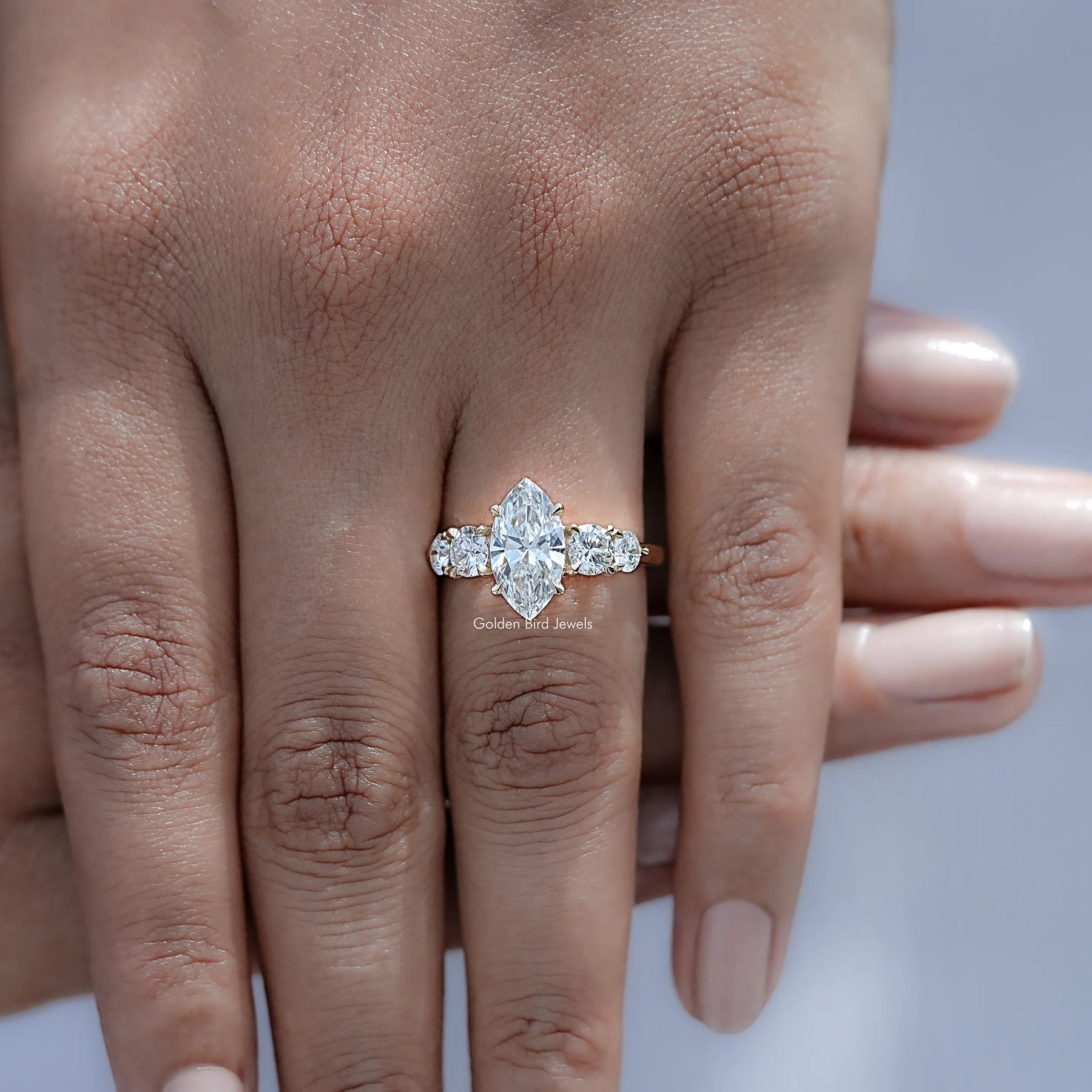 Marquise Lab Diamond Five Stone Engagement Ring