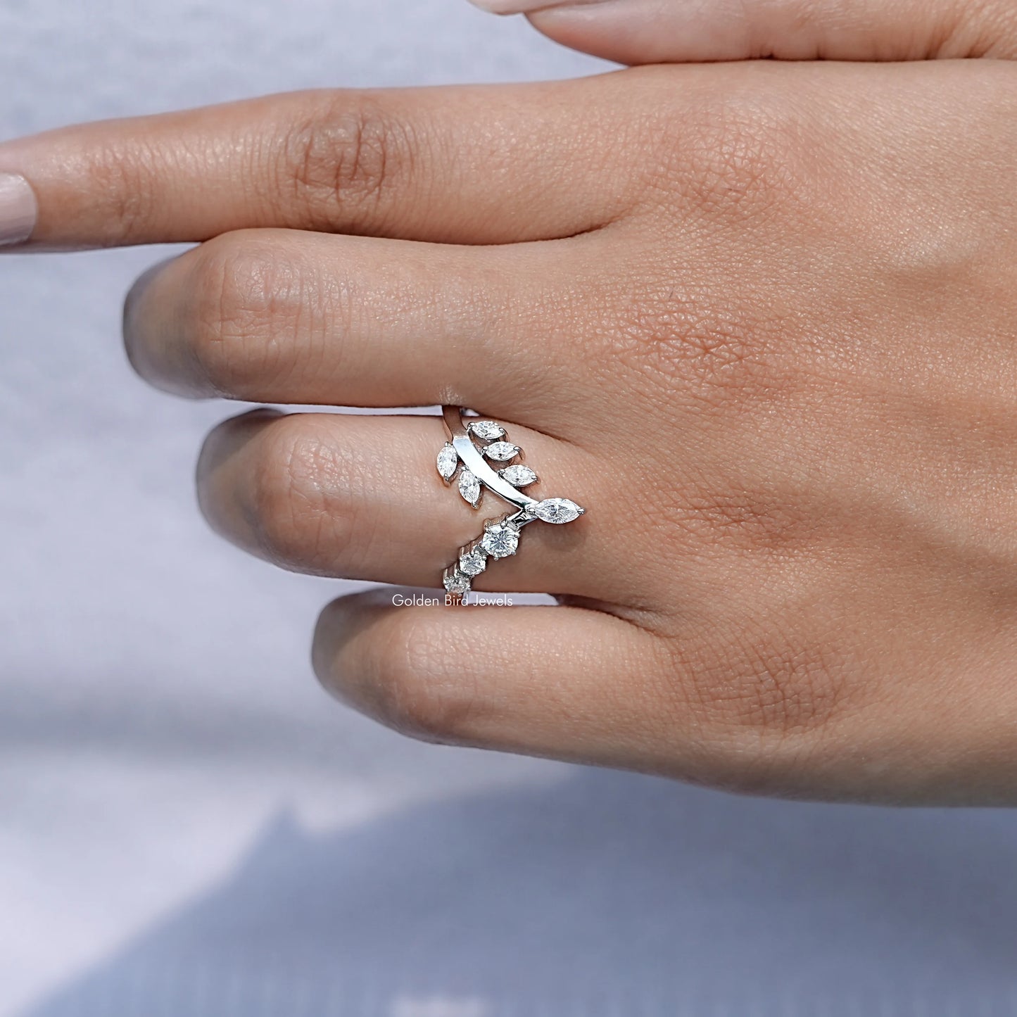 Marquise Cut V Shape Curved Moissanite Wedding Band