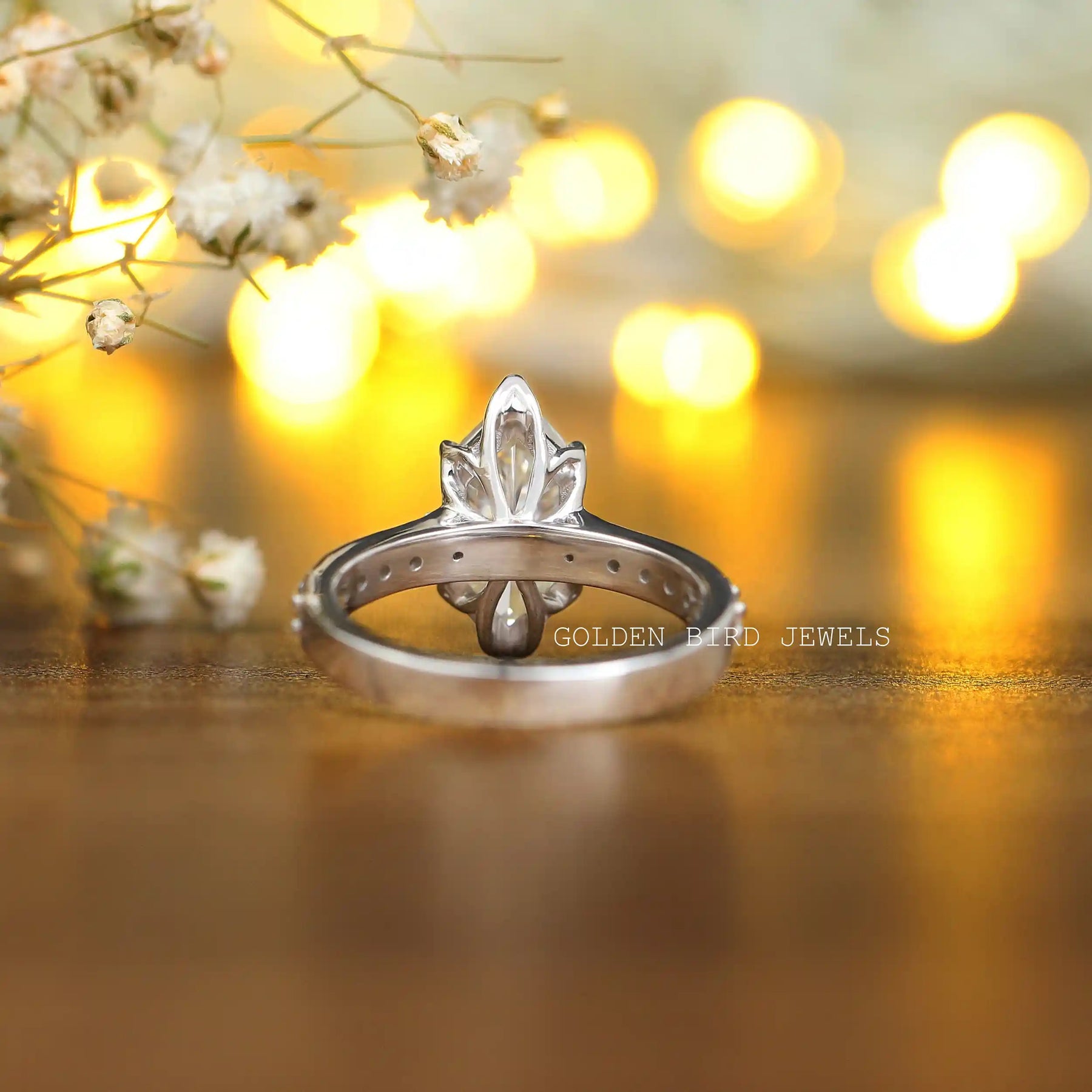 Back Side View Of moissanite Engagement Ring
