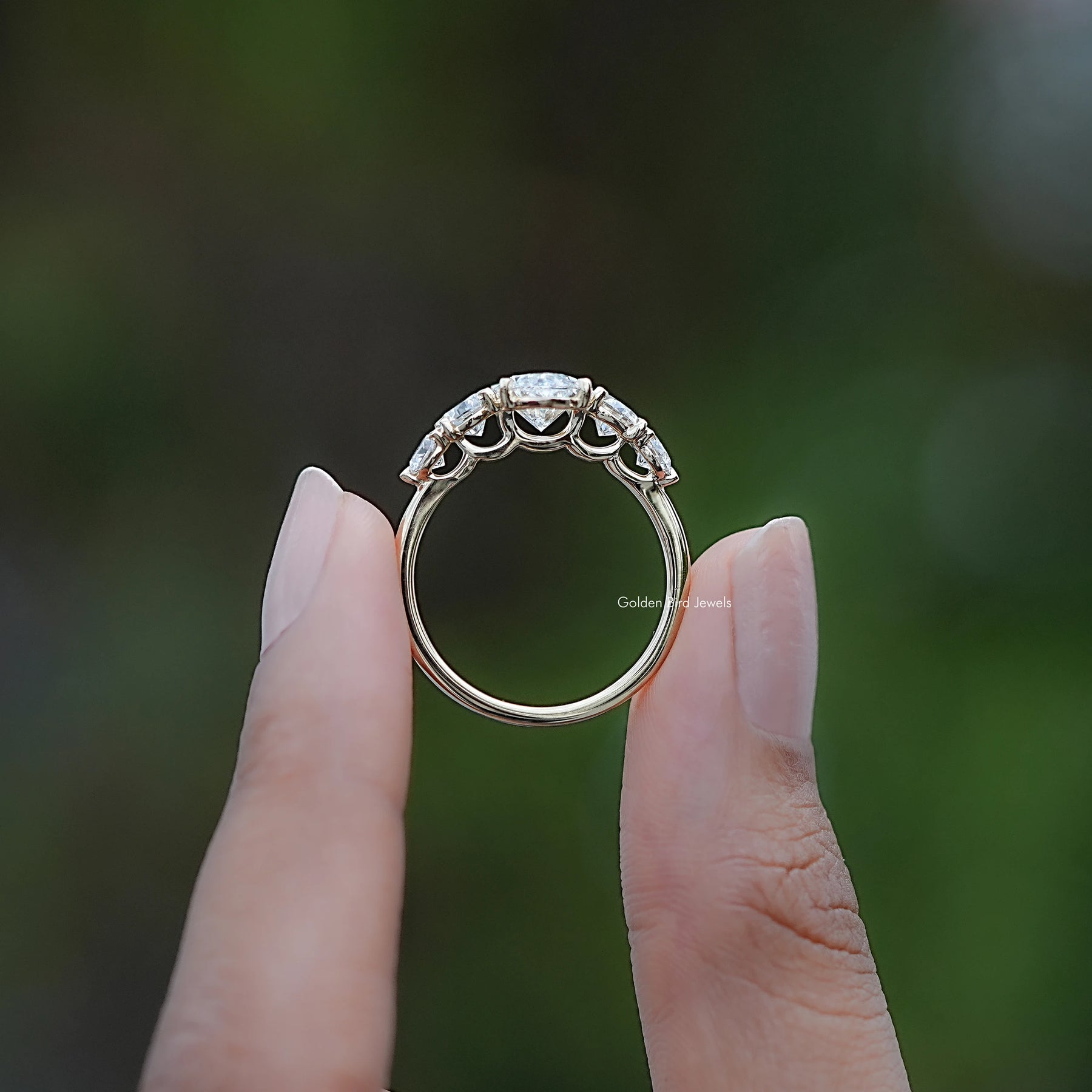 Marquise Lab Diamond Five Stone Engagement Ring