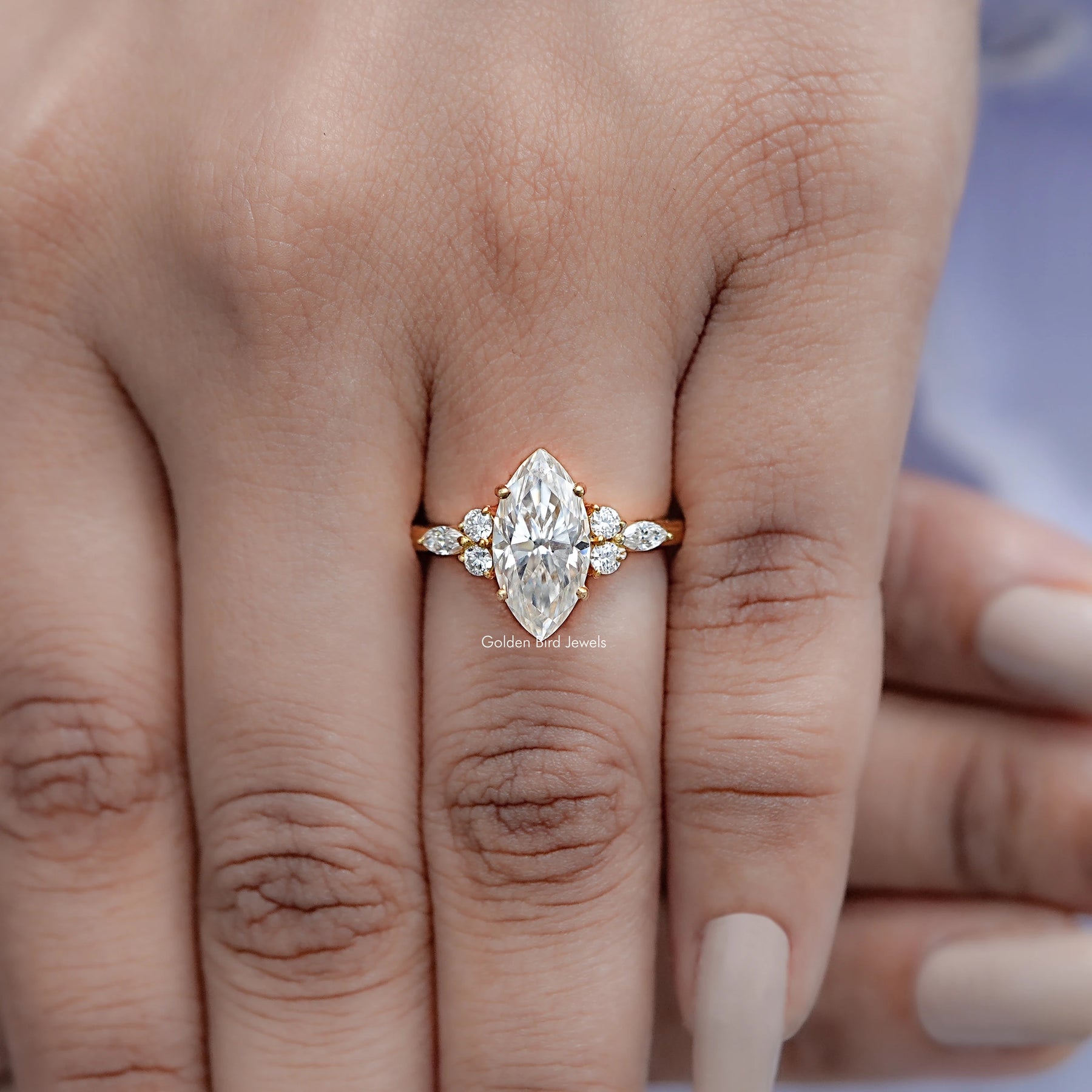 View of Marquise Accent Stone Ring in prongs setting