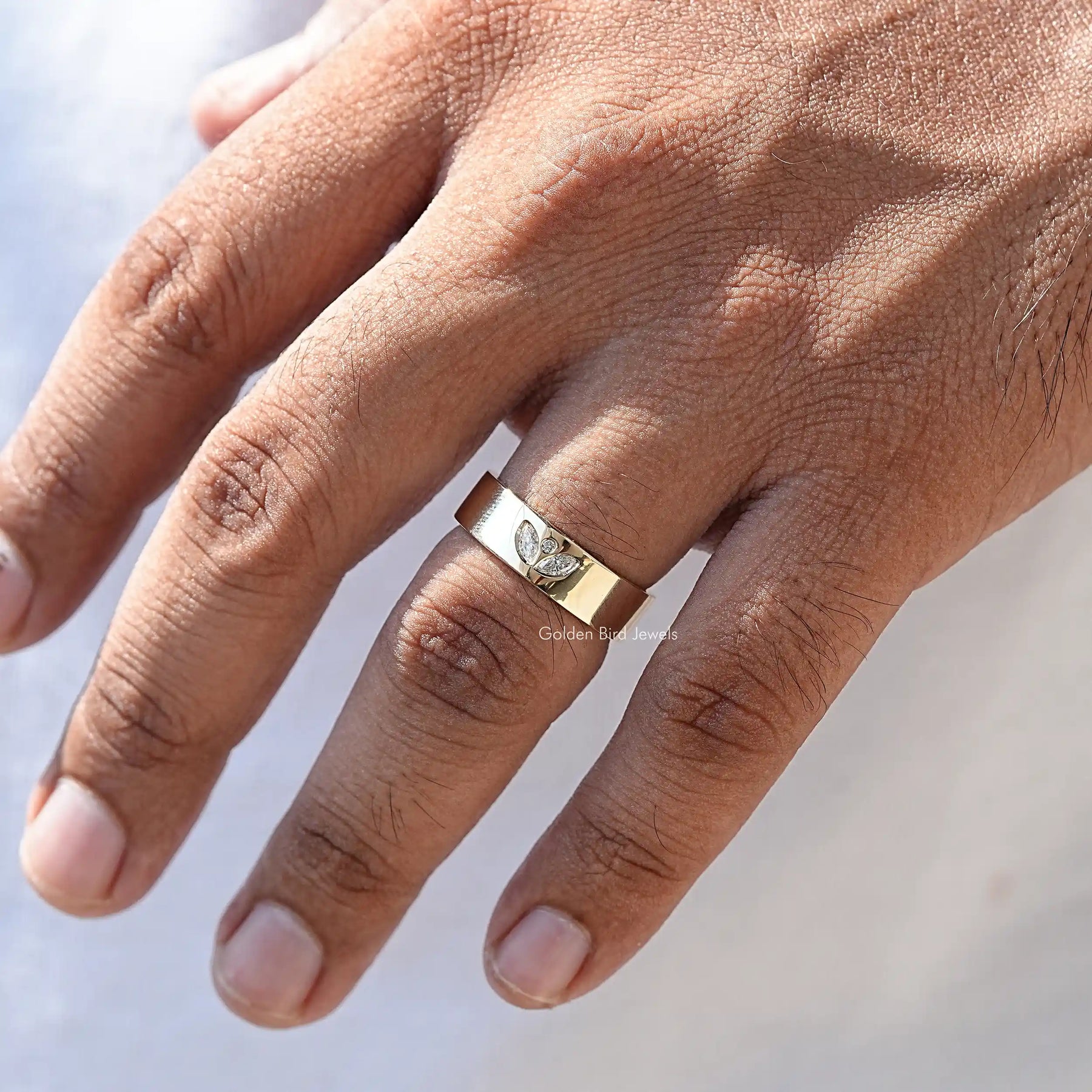 Moissanite Flush Set Ring In finger