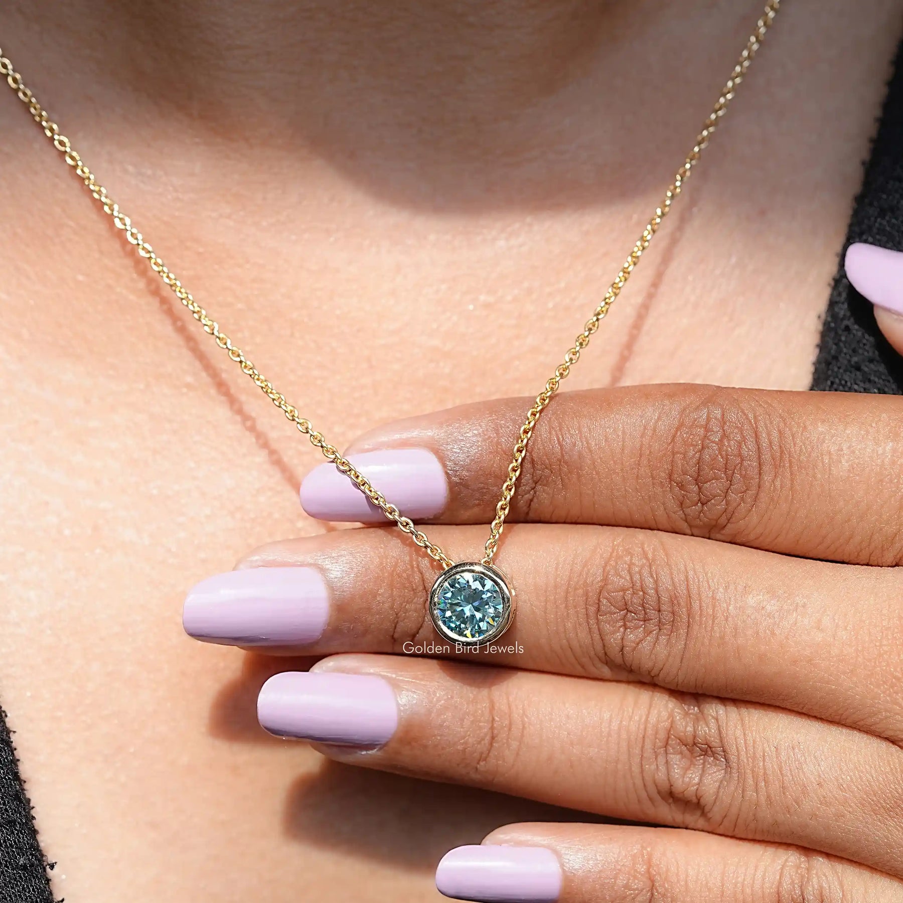 View of moissanite pendant for women