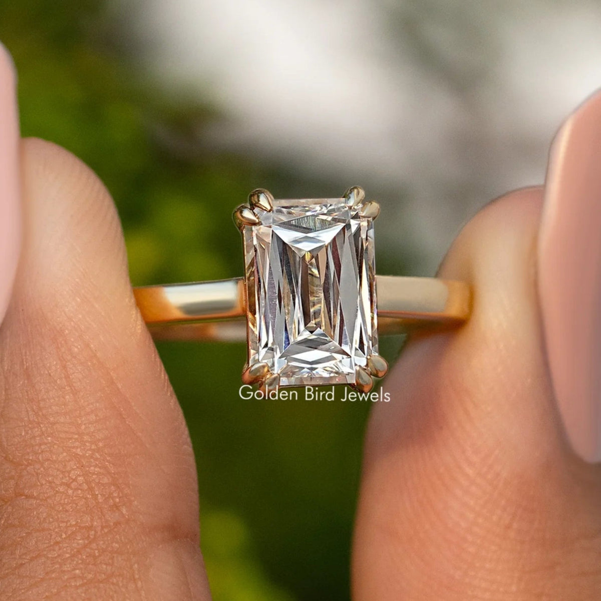 Moissanit Criss Cut Solitär-Verlobungsring