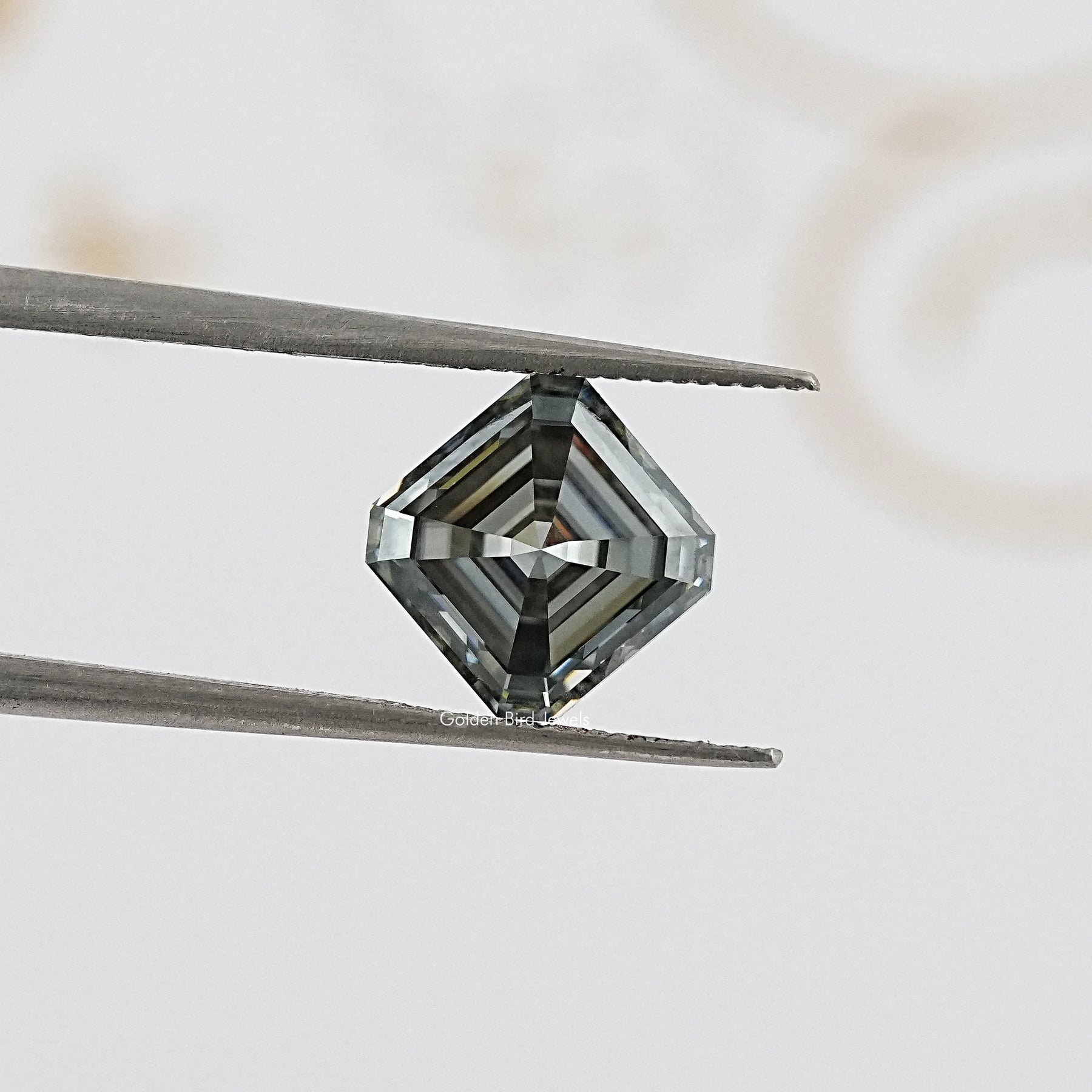 tweezers View of Criss Cut Moissanite Loose Stone for Anniversary Rings