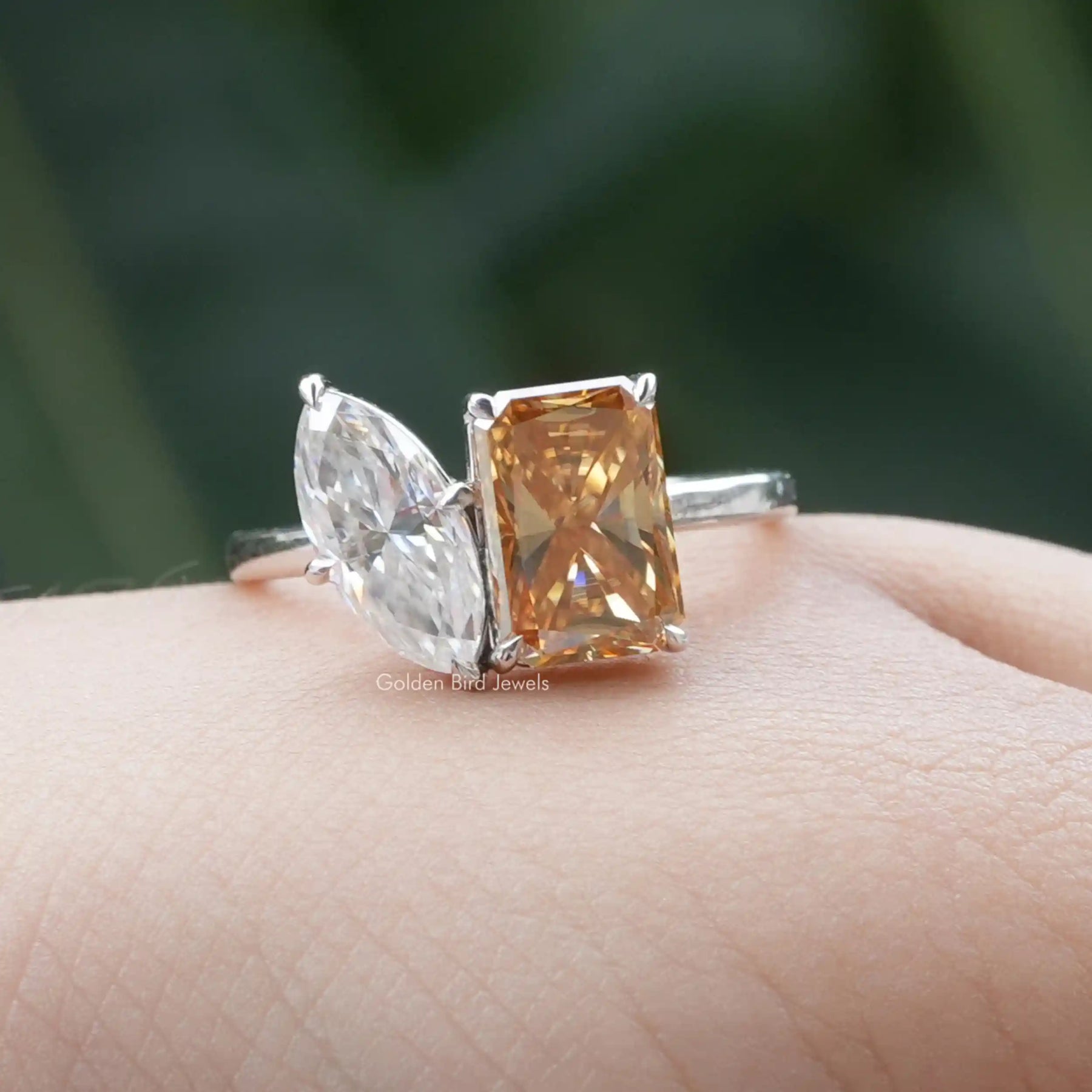 View of Radiant And Marquise Cut Moissanite Ring