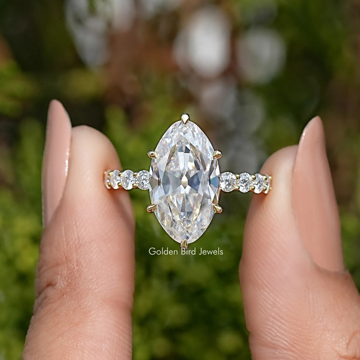 Moissanite Old Mine Moval Accent Stone Ring