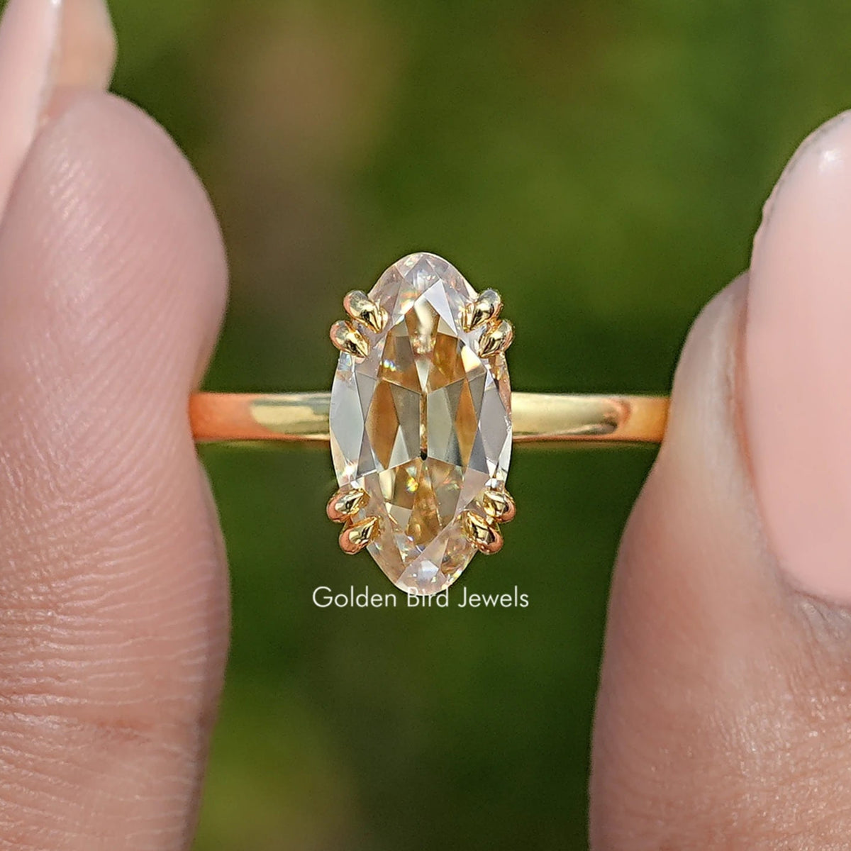 Old Mine Moval Moissanite Solitaire Ring