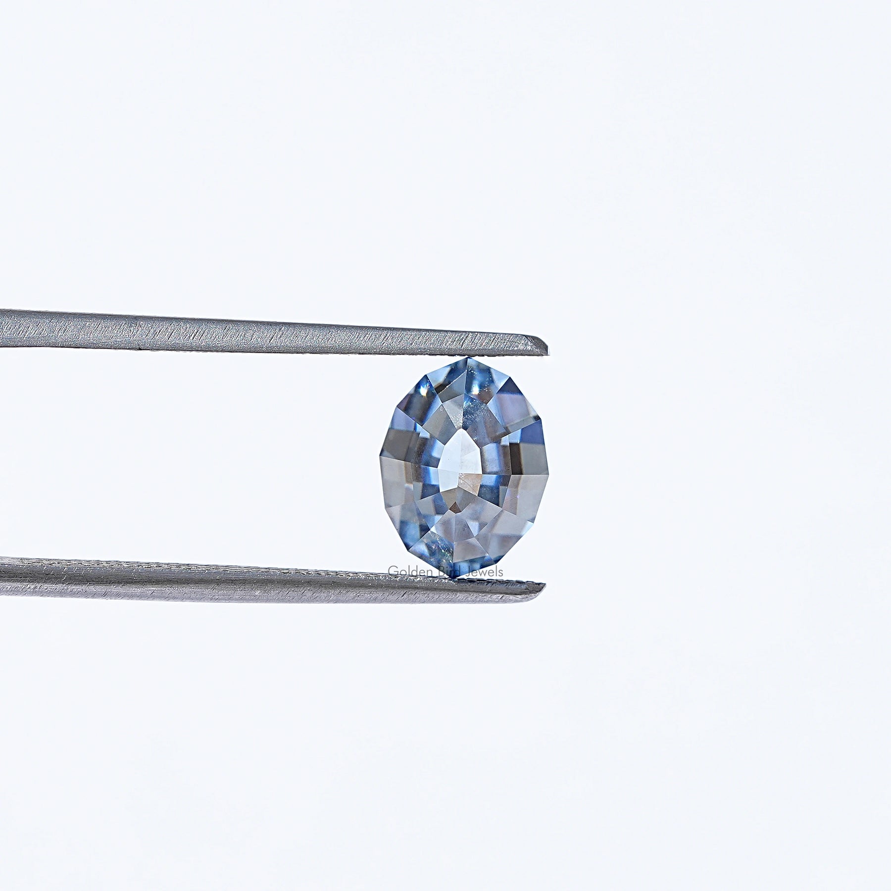 View of Oval Cut Moissanite Loose Stone In Blue