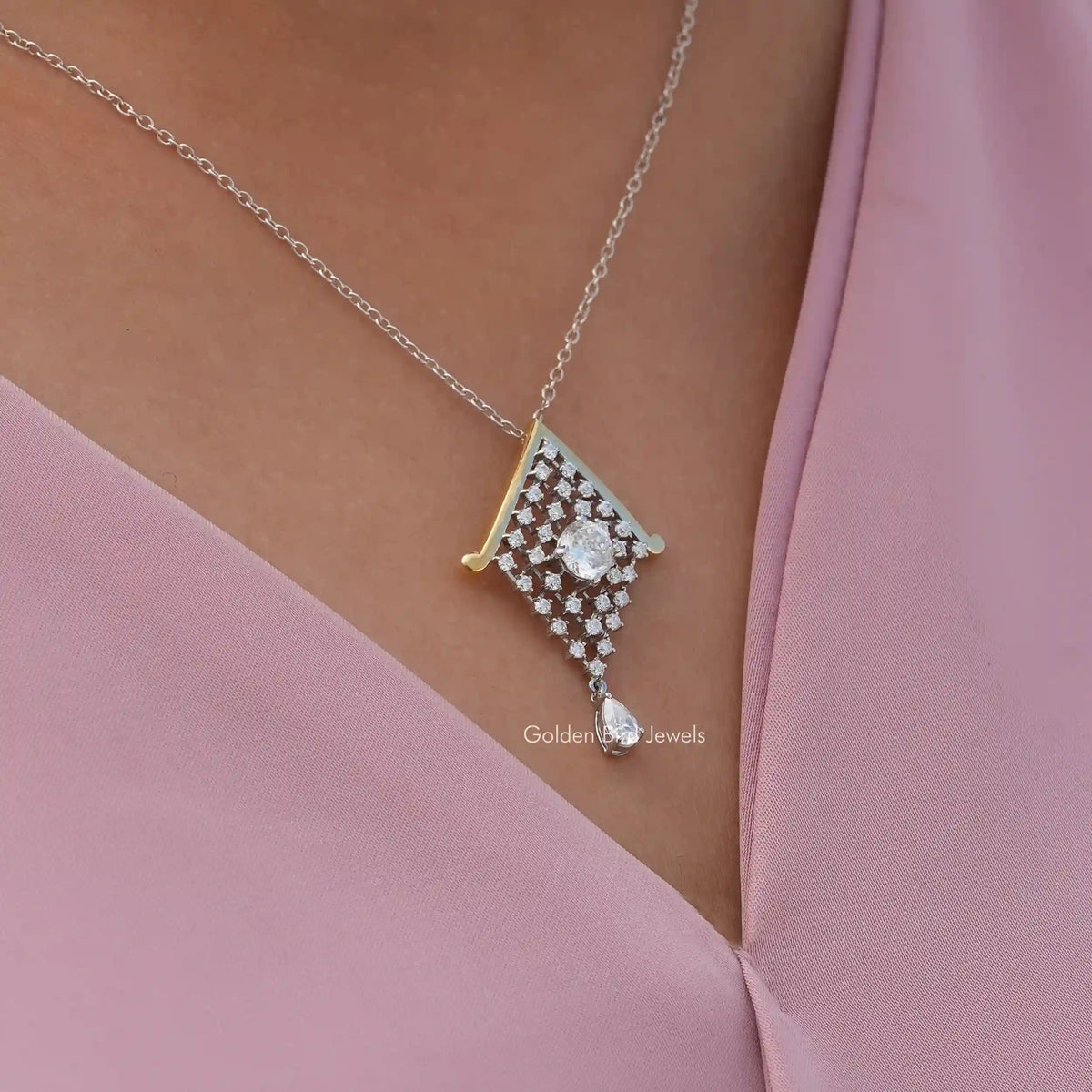 In neck front view of Portuguese cut pendant