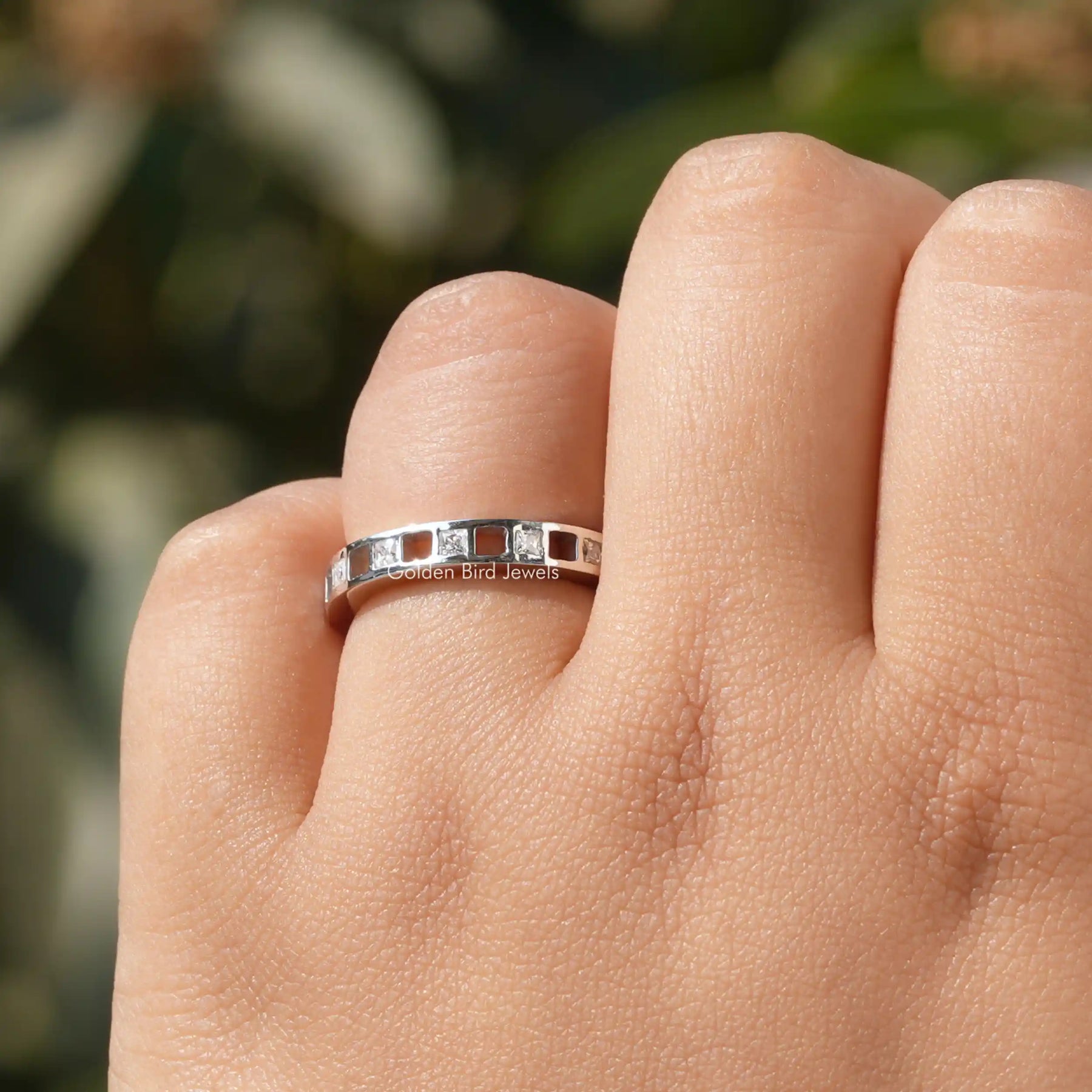 Princess Cut Moissanite Eternity Band