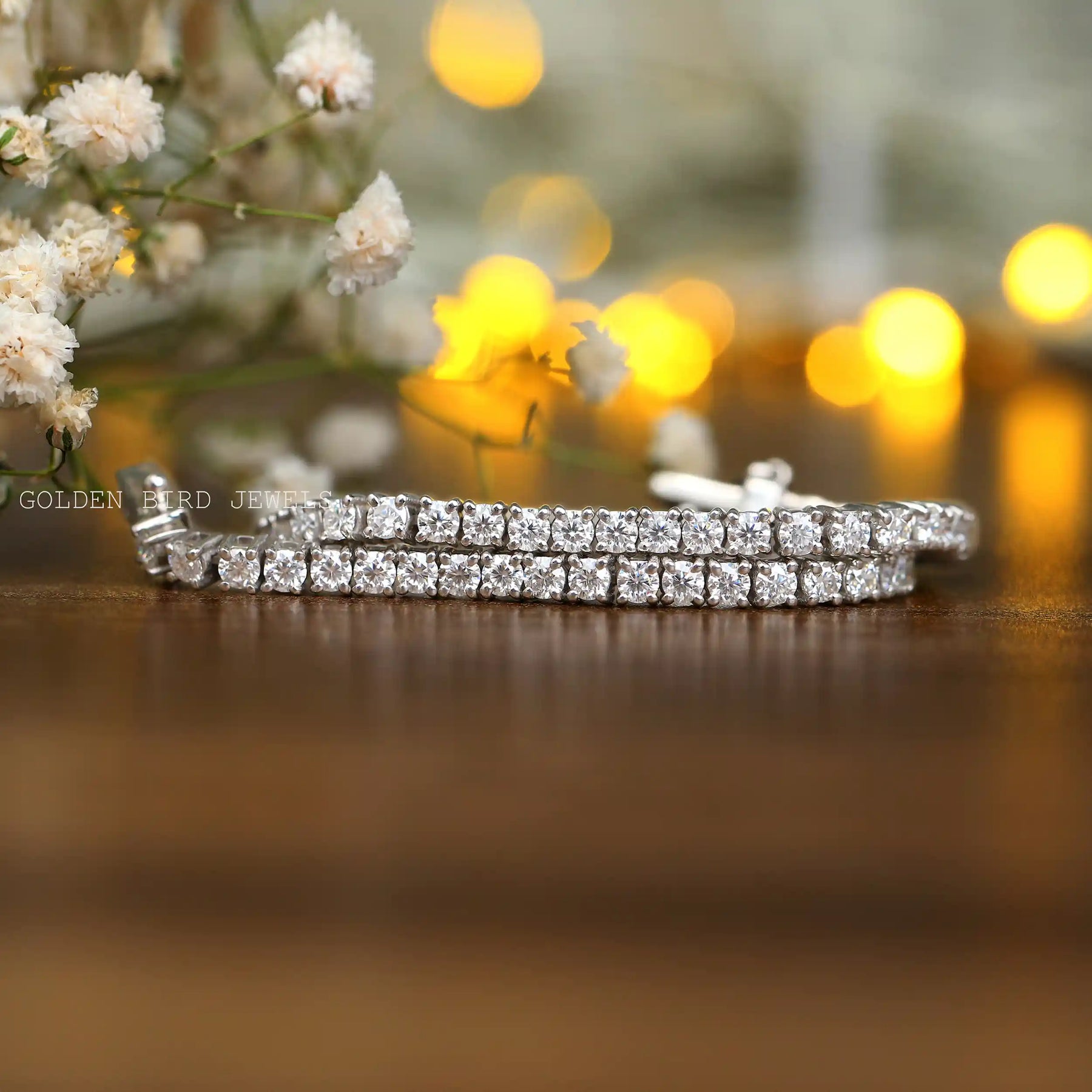 View of moissanite round bracelet for women