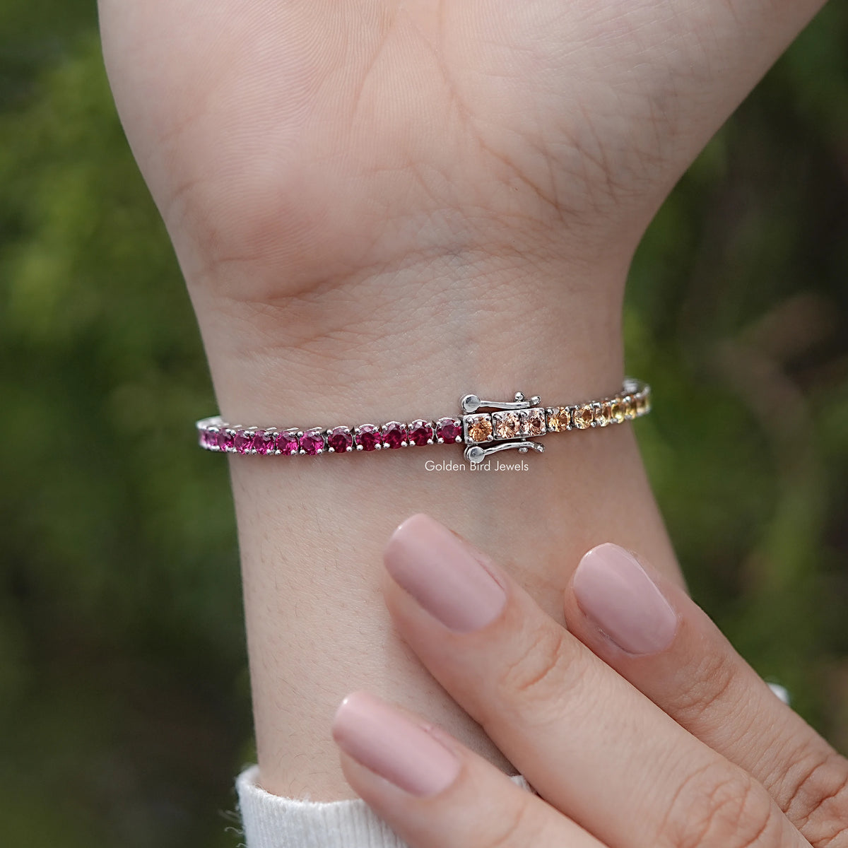 Multi Color Round Gemstone Tennis Bracelet