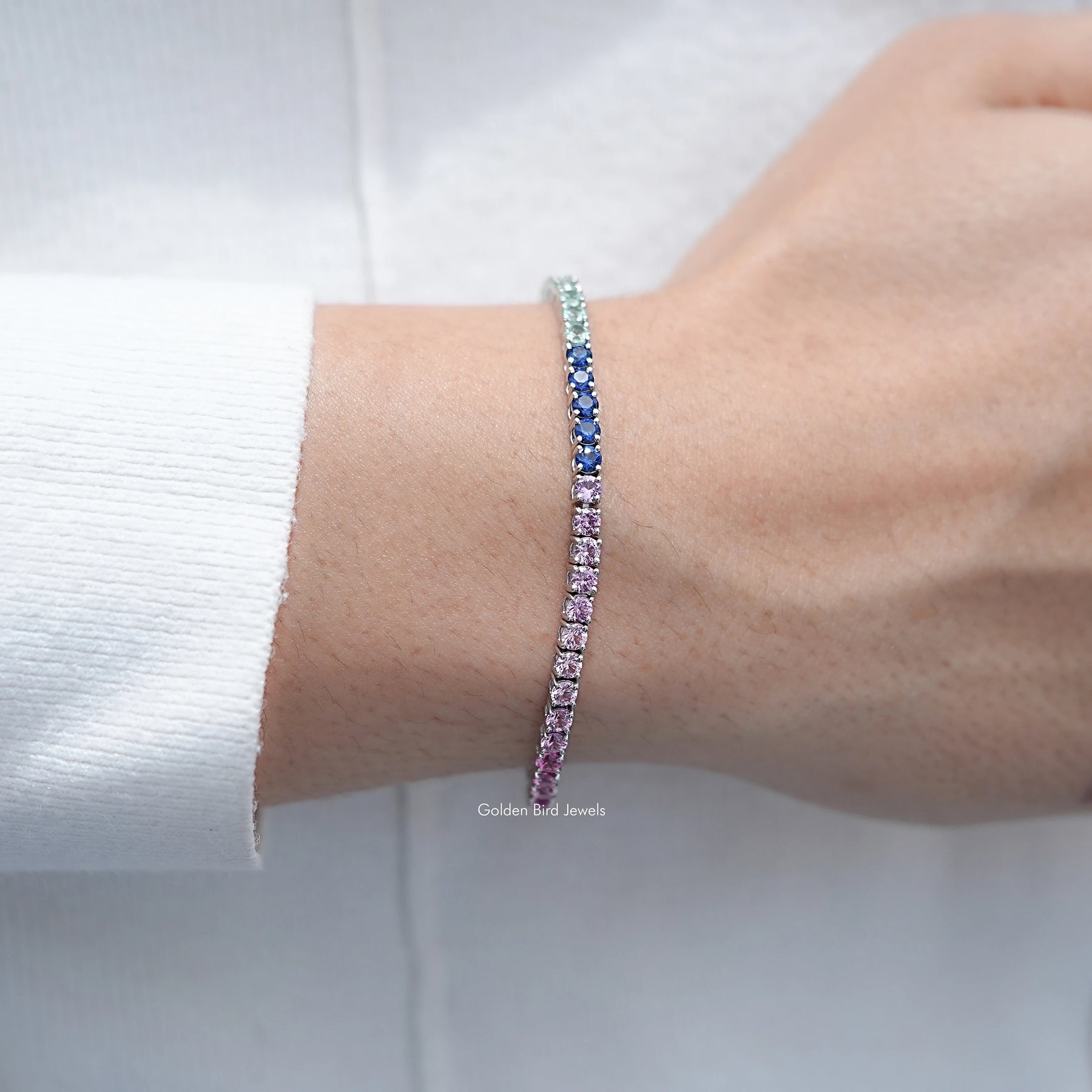 Multi Color Round Gemstone Tennis Bracelet